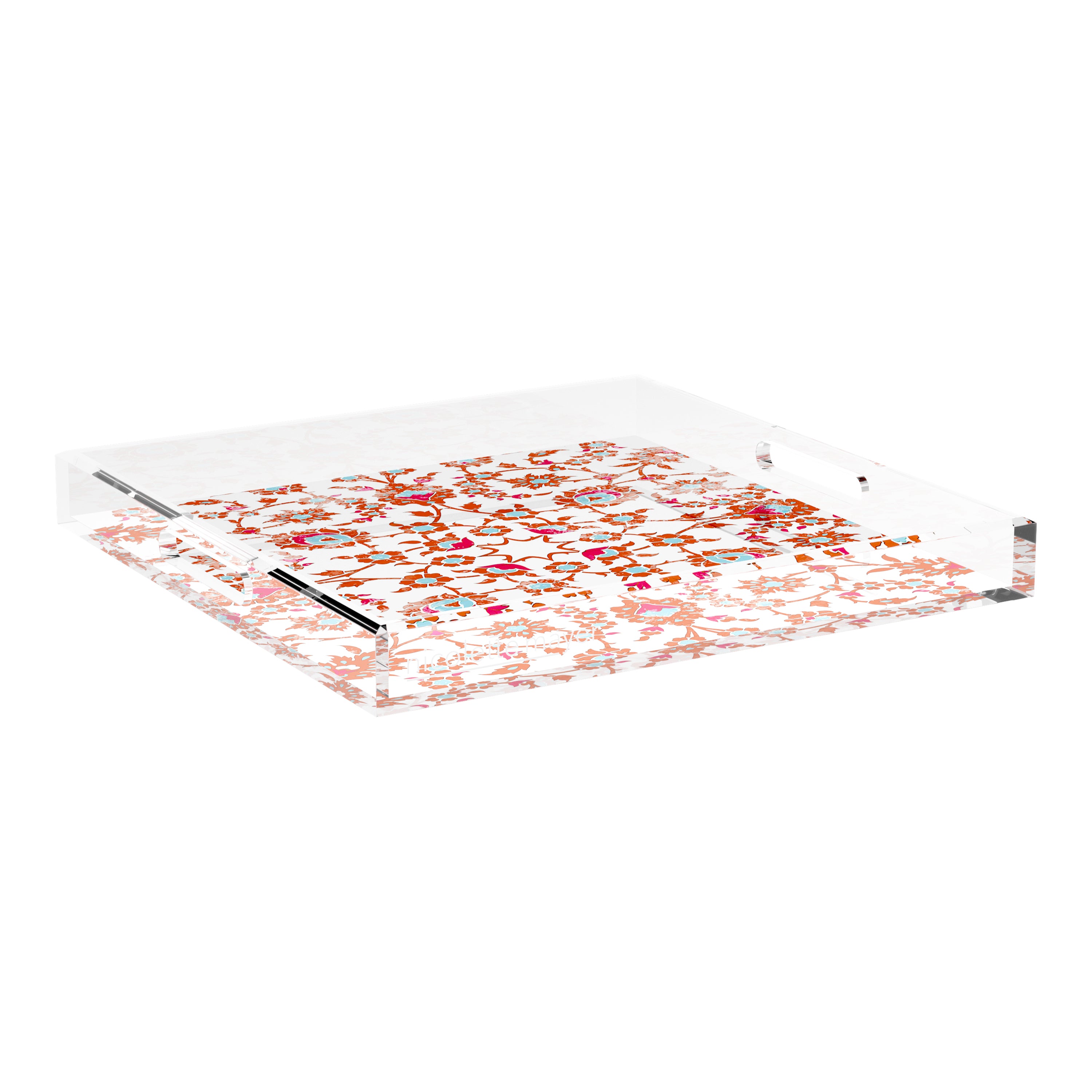 Bosphorus Red Turquoise 18X18 Acrylic Tray - nicolettemayer.com