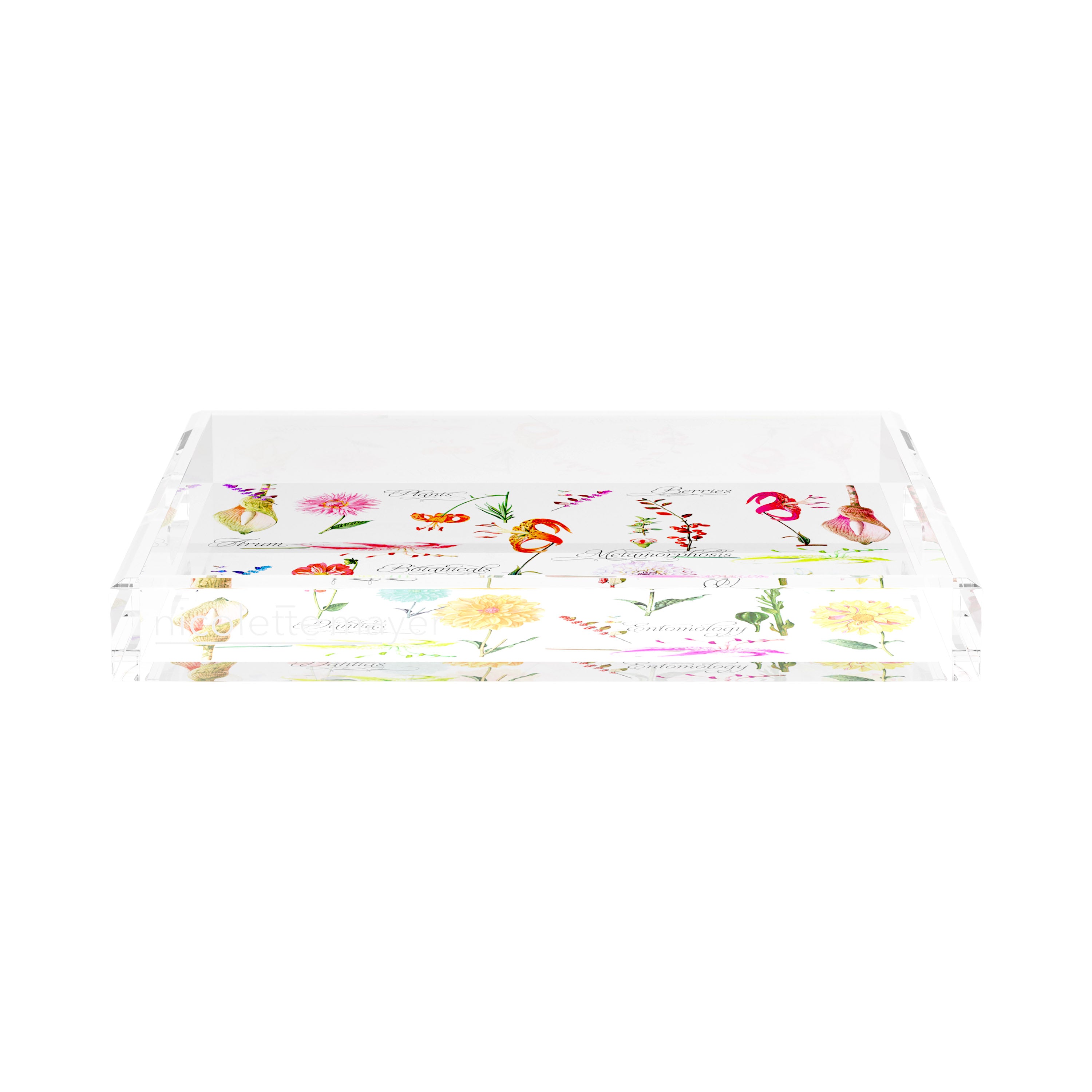 Botanicals White 15X15 Acrylic Tray - nicolettemayer.com