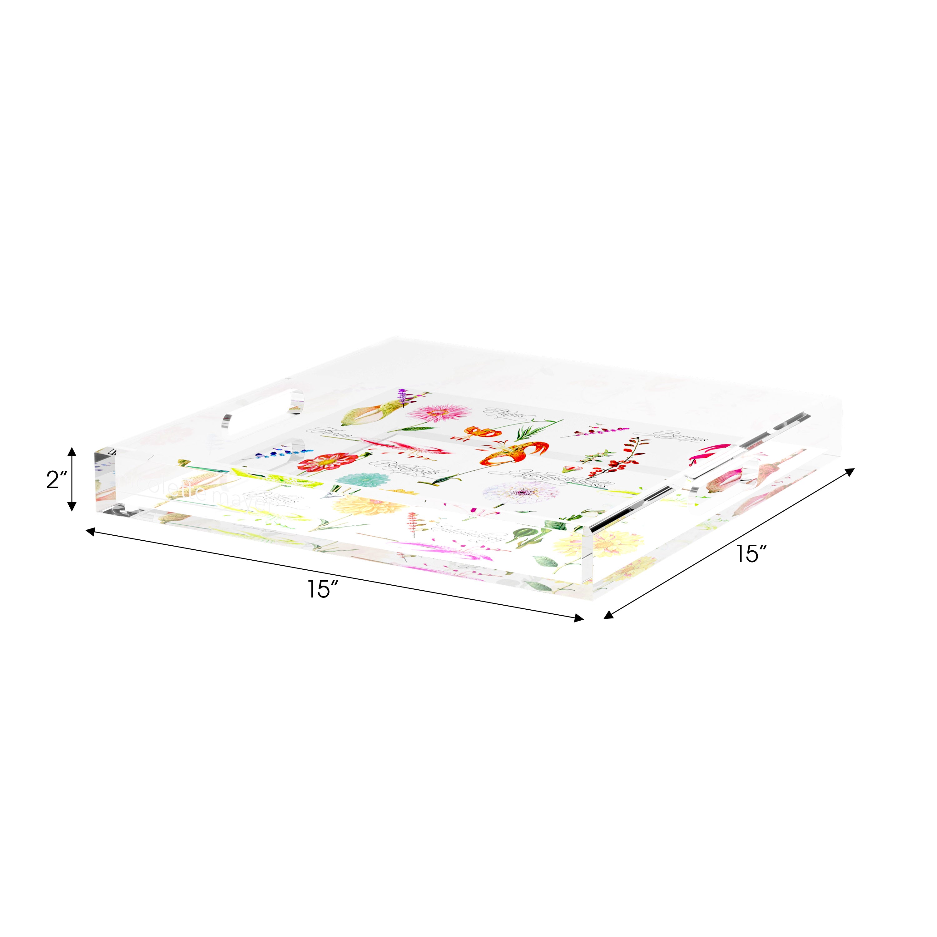 Botanicals White 15X15 Acrylic Tray - nicolettemayer.com