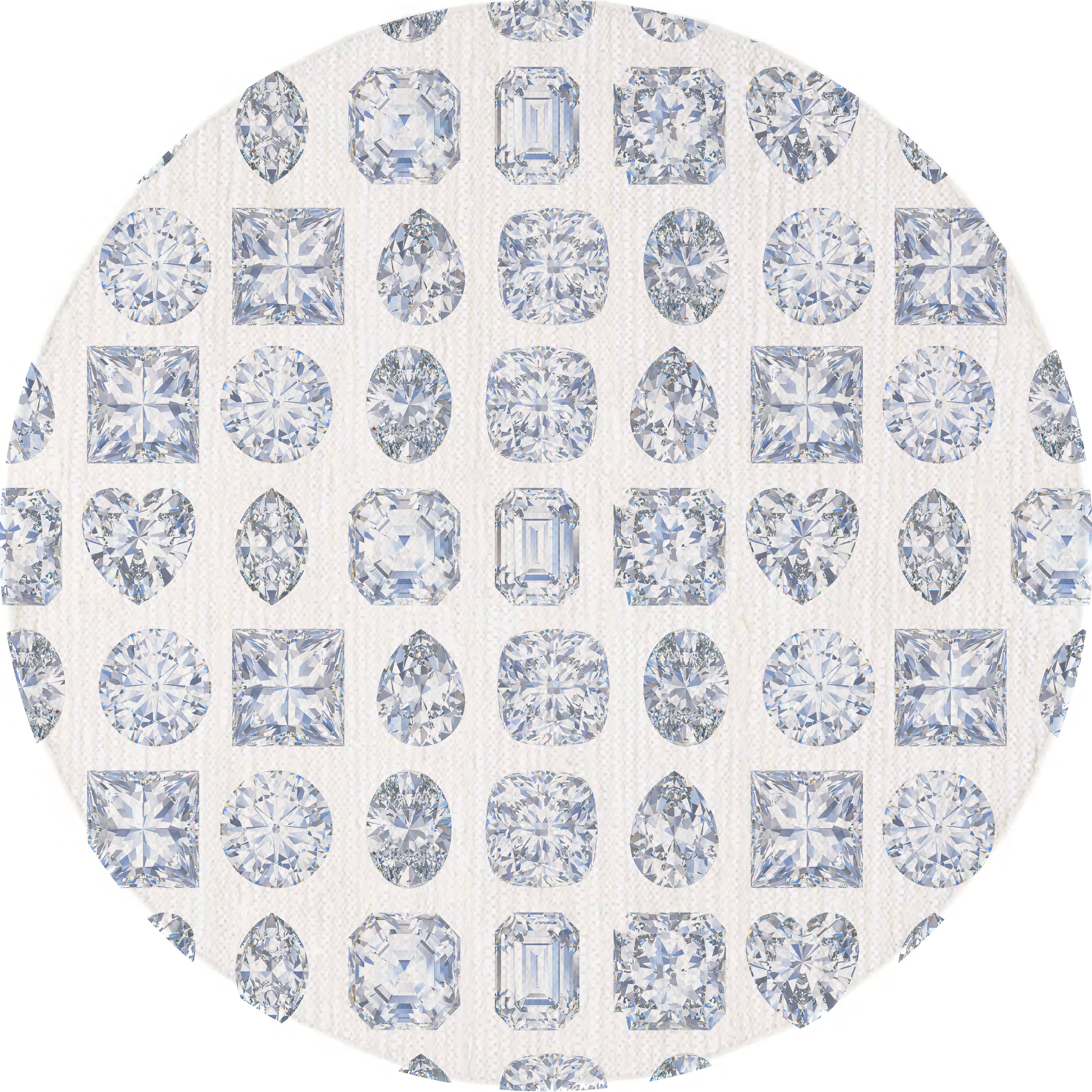Bougie Diamonds Ice, runder, waschbarer Chenille-Teppich