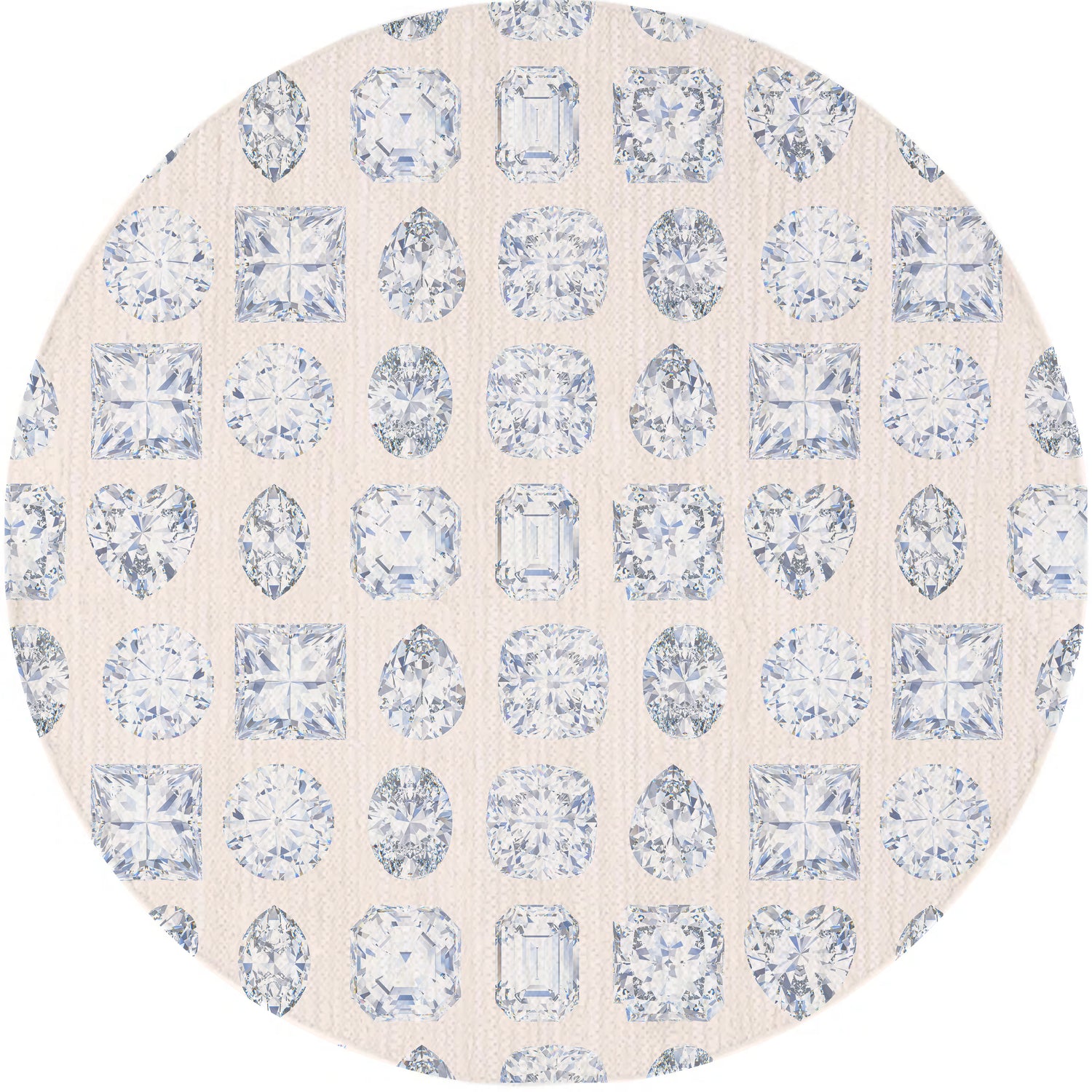 Bougie Diamonds Lux Blush Round Chenille Washable Rug