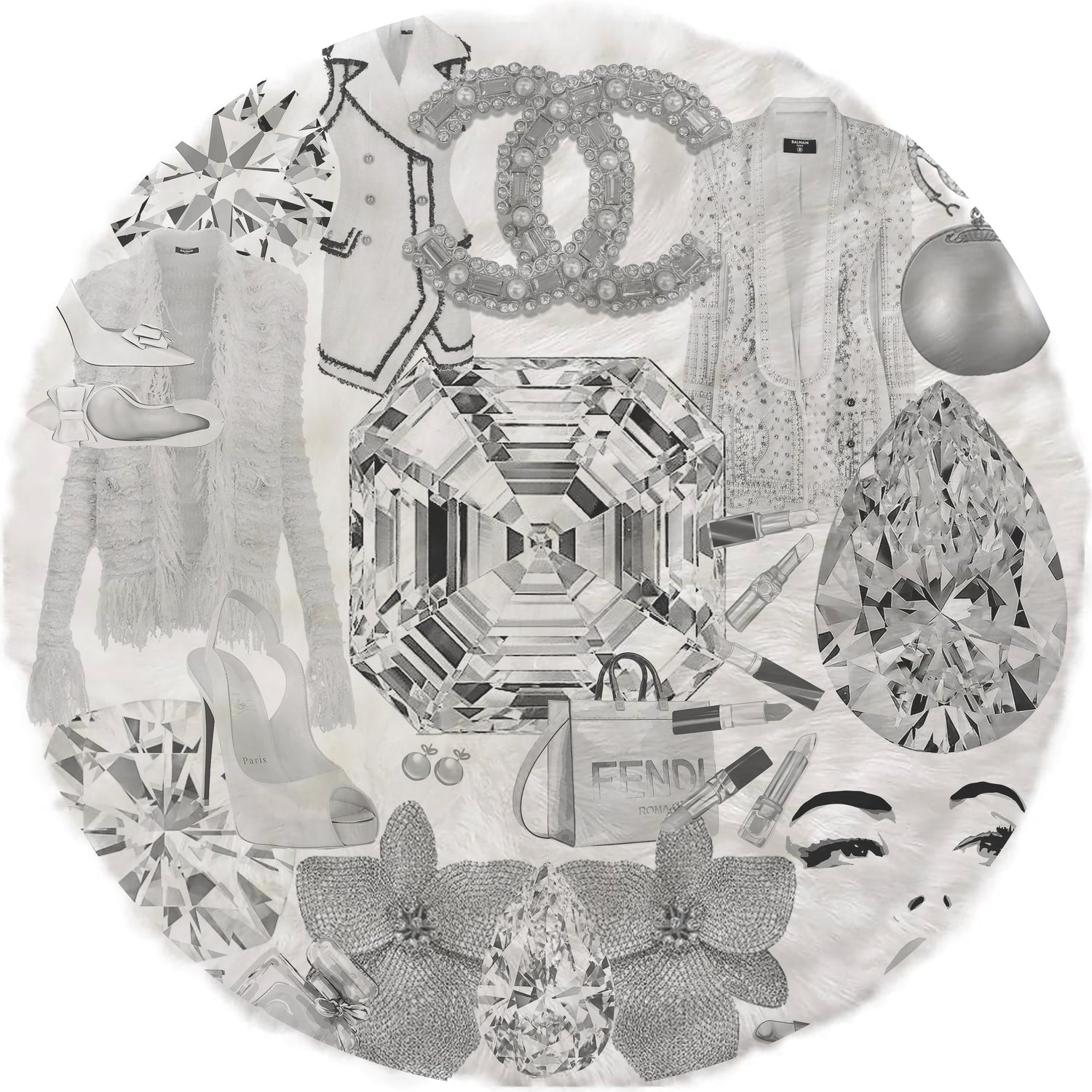 Bougie Women Nuevo Black White Round Cloud Washable Rug