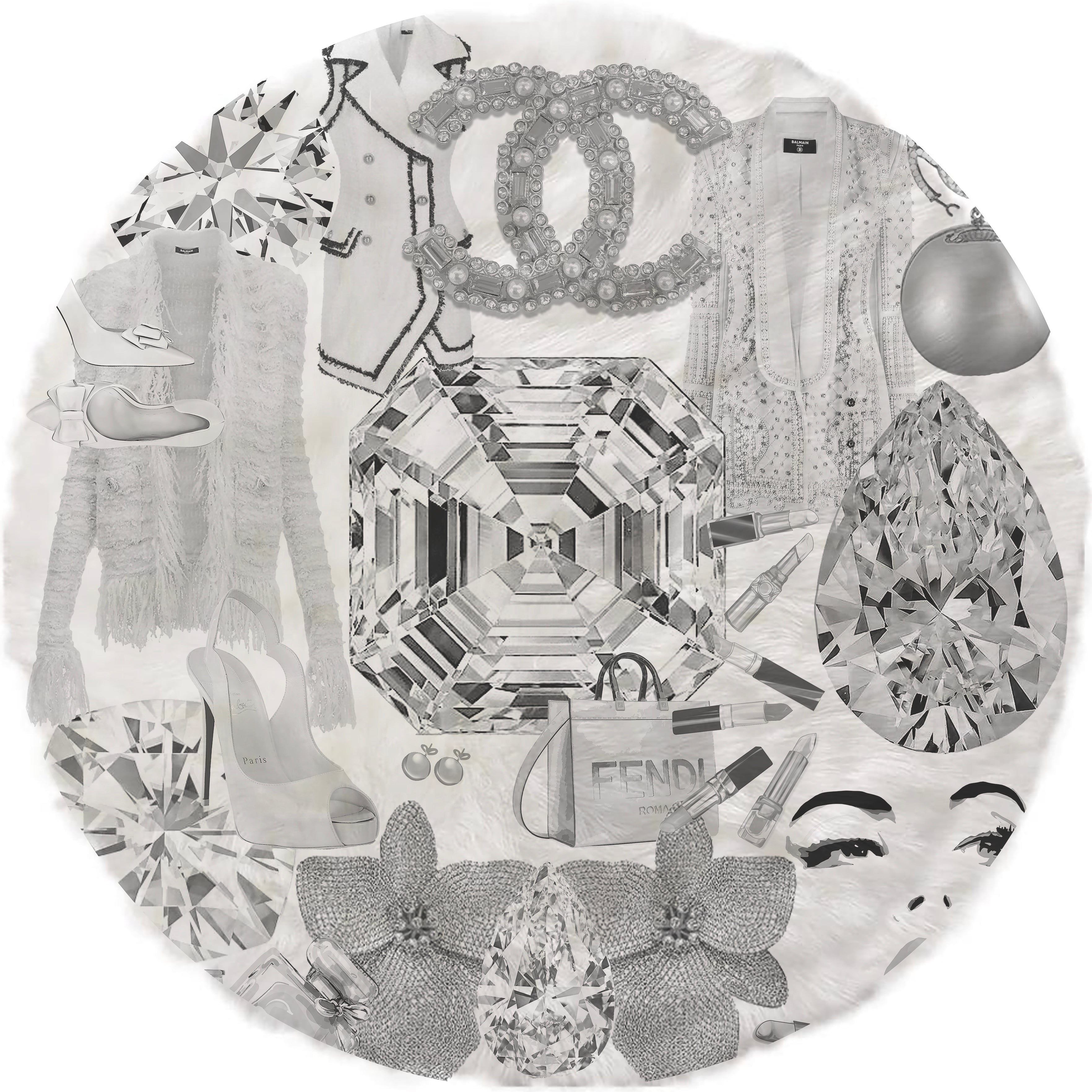 Bougie Women Nuevo Black White Round Cloud Washable Rug