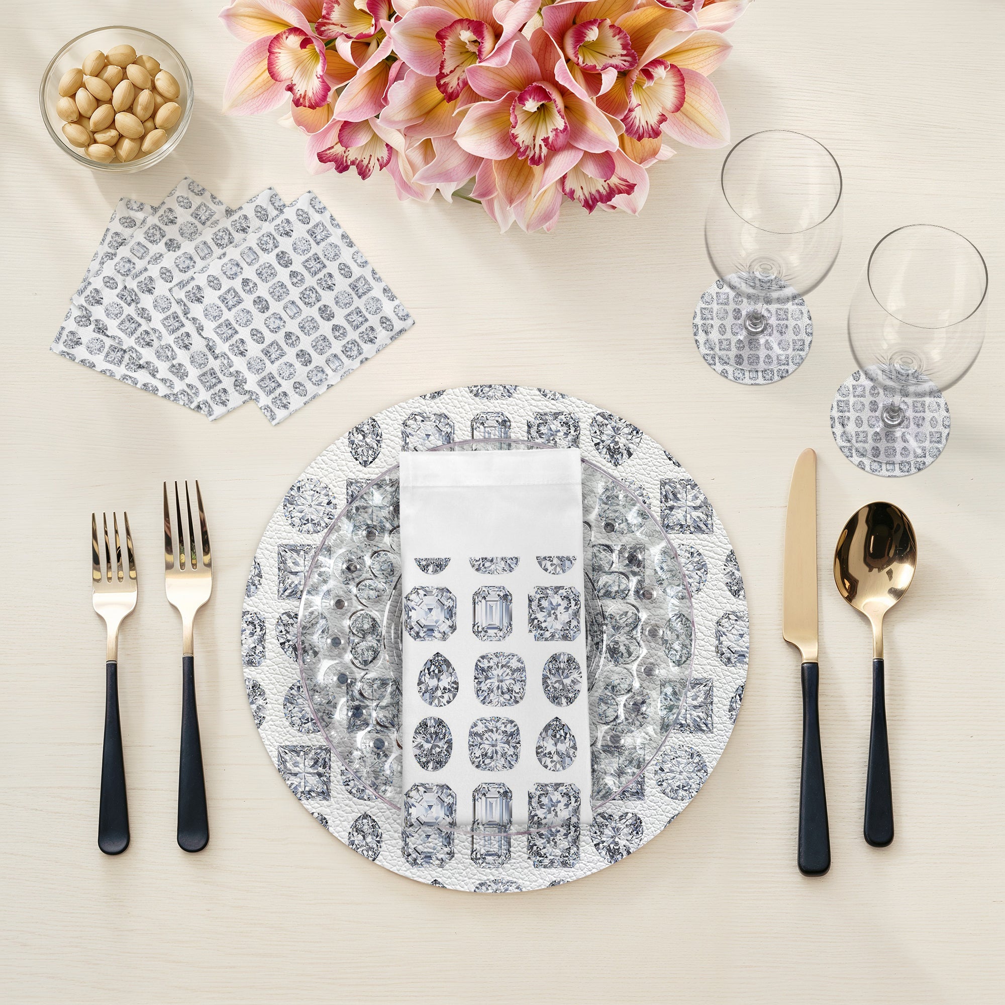 Bougie Diamonds Ice Cotton Sateen Dinner Napkins - nicolettemayer.com