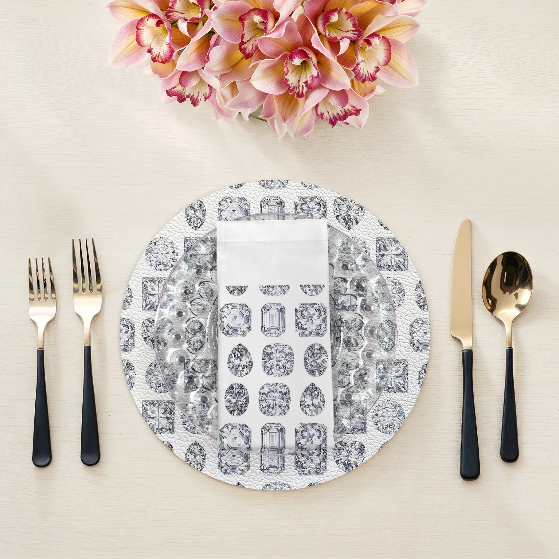 Bougie Diamonds Ice Cotton Sateen Dinner Napkins - nicolettemayer.com