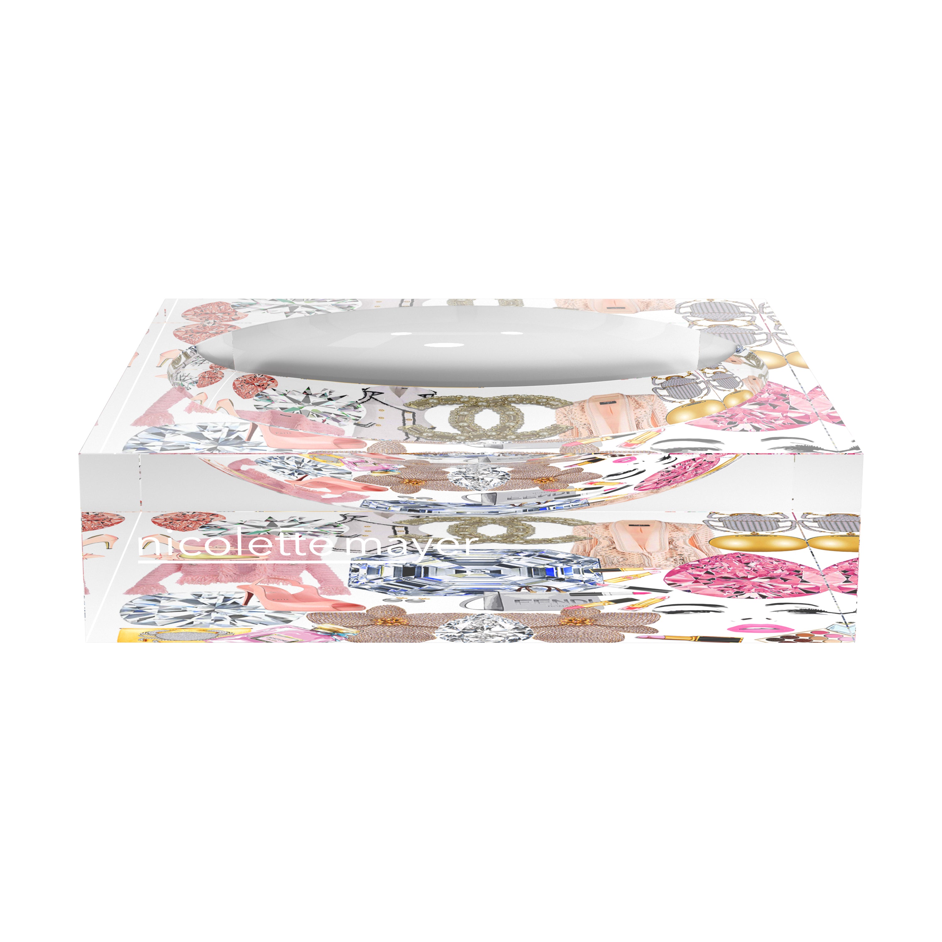 Bougie Women Nuevo Pink White Acrylic Candy Catchall Dish