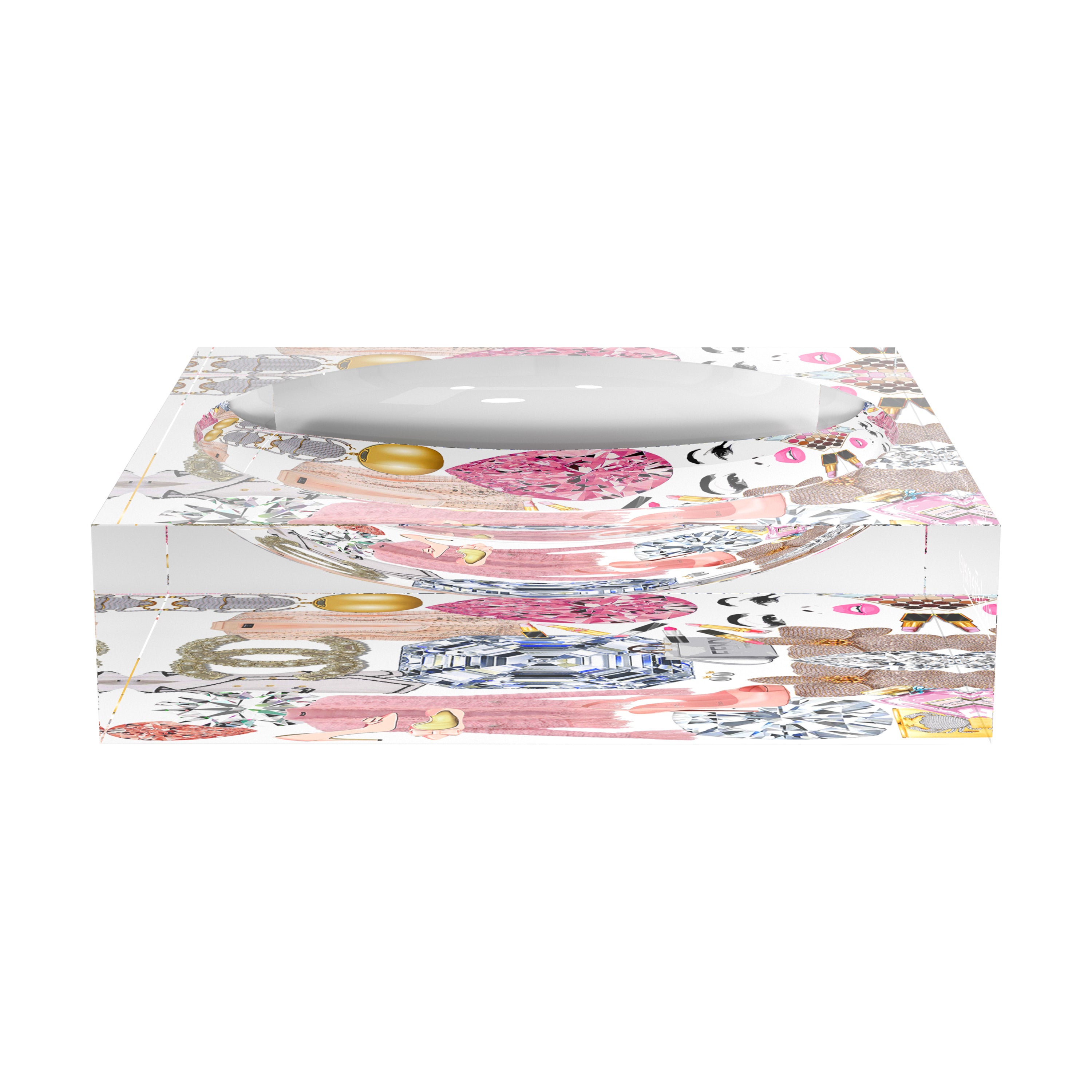 Bougie Women Nuevo Pink White Acrylic Candy Catchall Dish