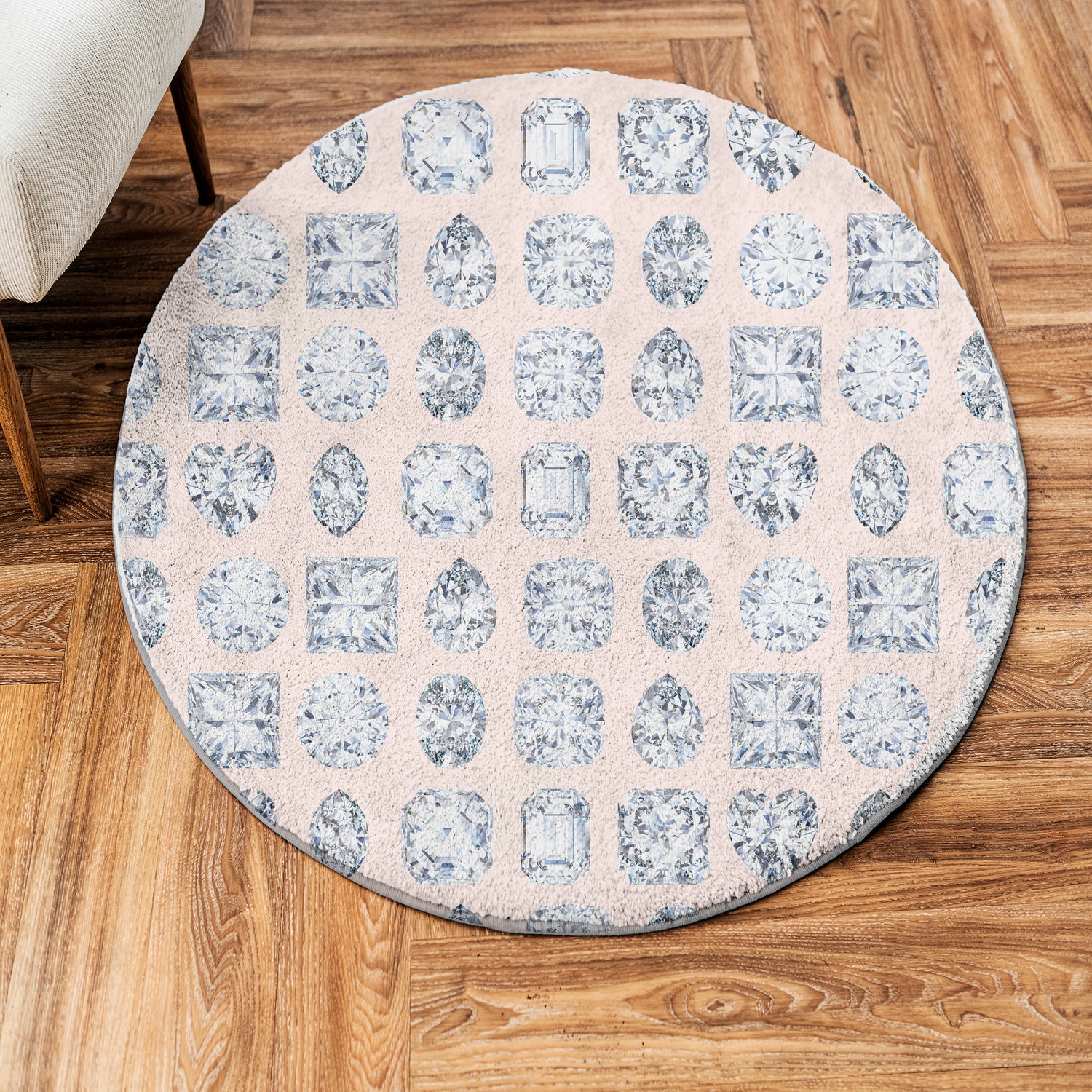 Bougie Diamonds Lux Blush Round Cloud Washable Rug