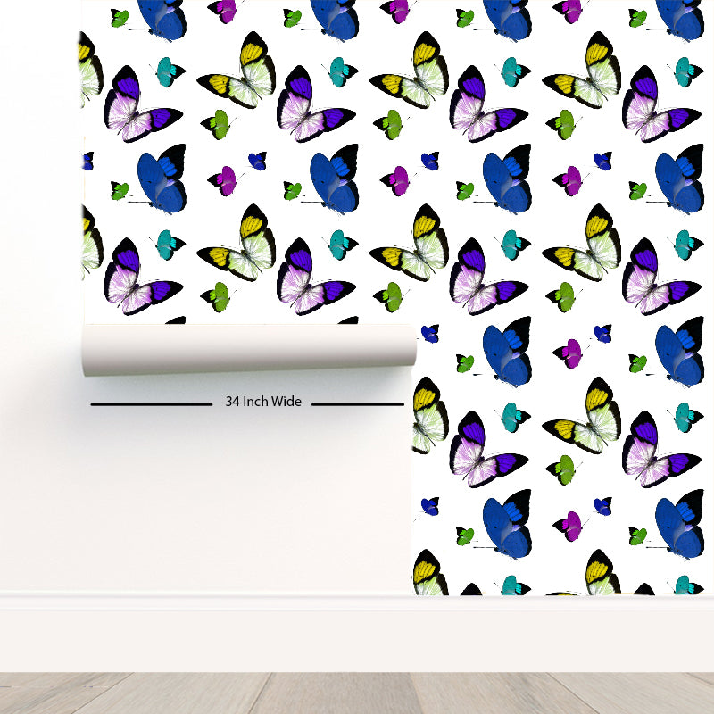 Butterflies Acid Blue Peel and Stick Wallpaper - nicolettemayer.com