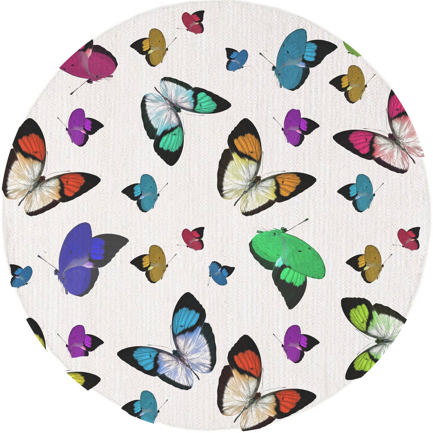 Butterflies Round Cloud Washable Rug