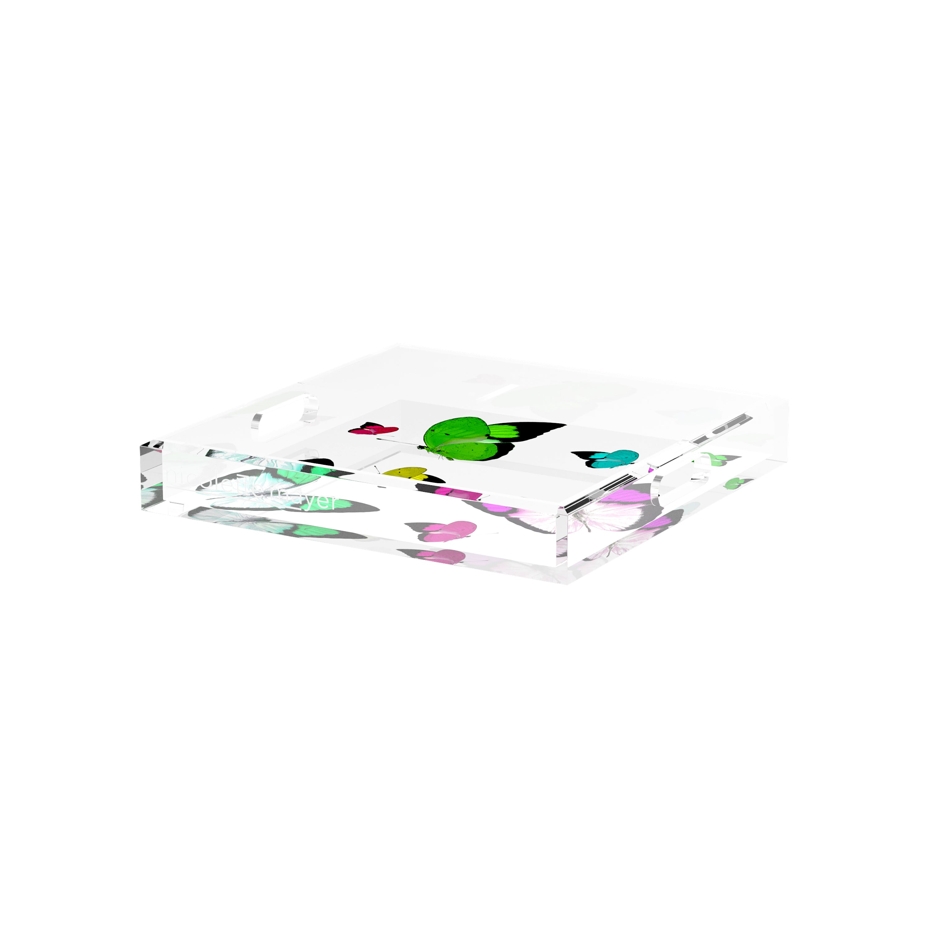 Butterflies Acid Green 12X12 Acrylic Tray - nicolettemayer.com