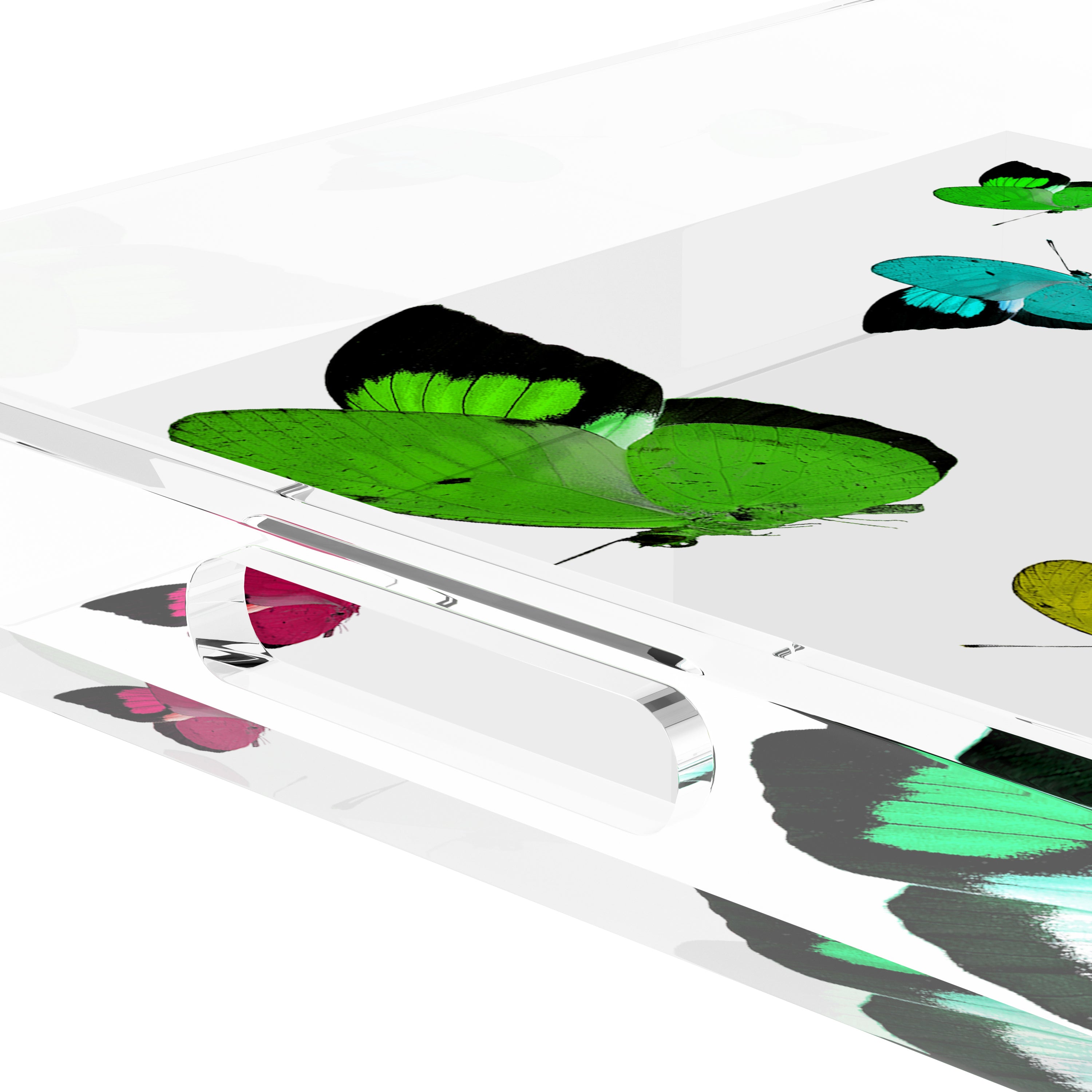 Butterflies Acid Green 12X12 Acrylic Tray - nicolettemayer.com