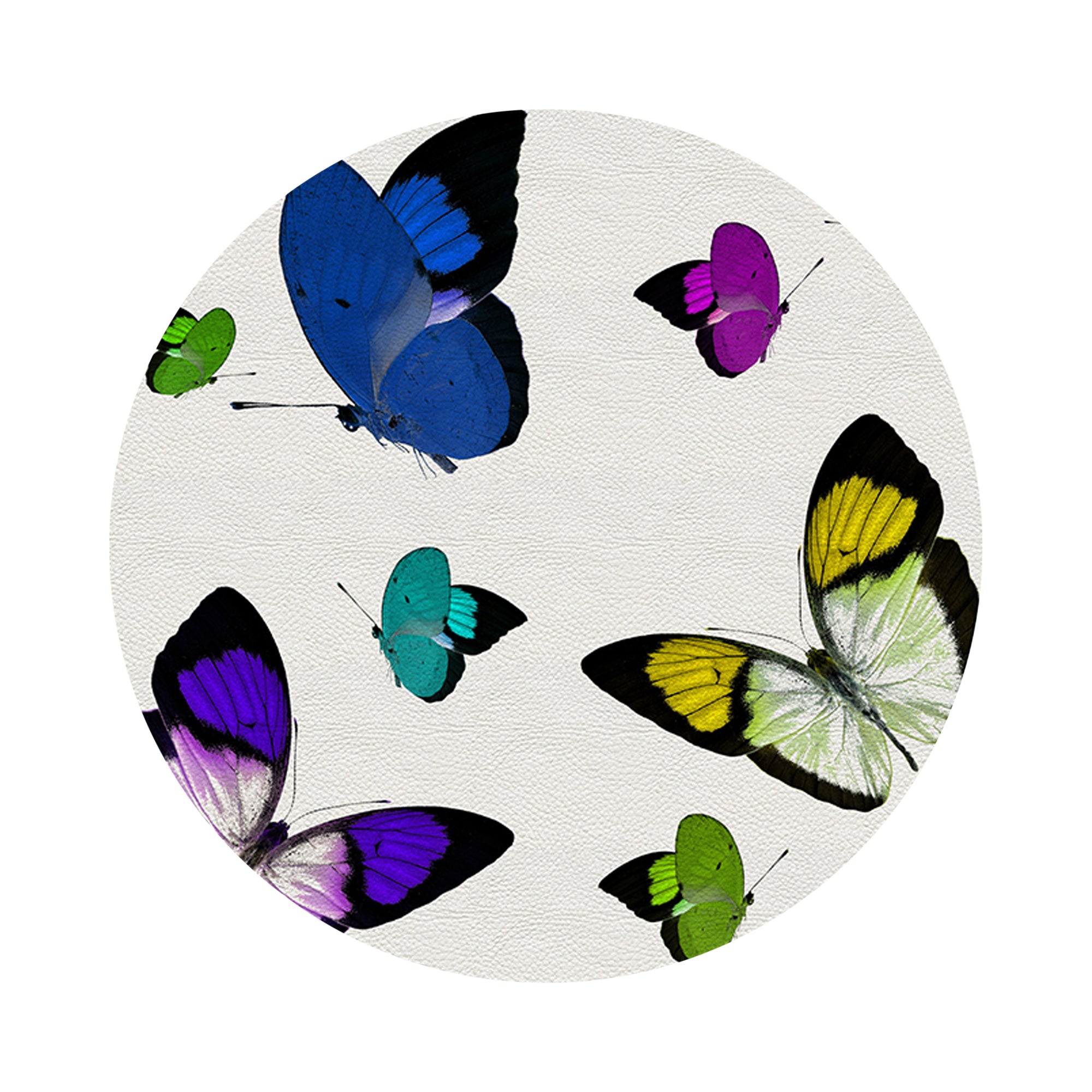 Butterflies Acid Blue 16" Round Pebble Placemats, Set of 4 - nicolettemayer.com