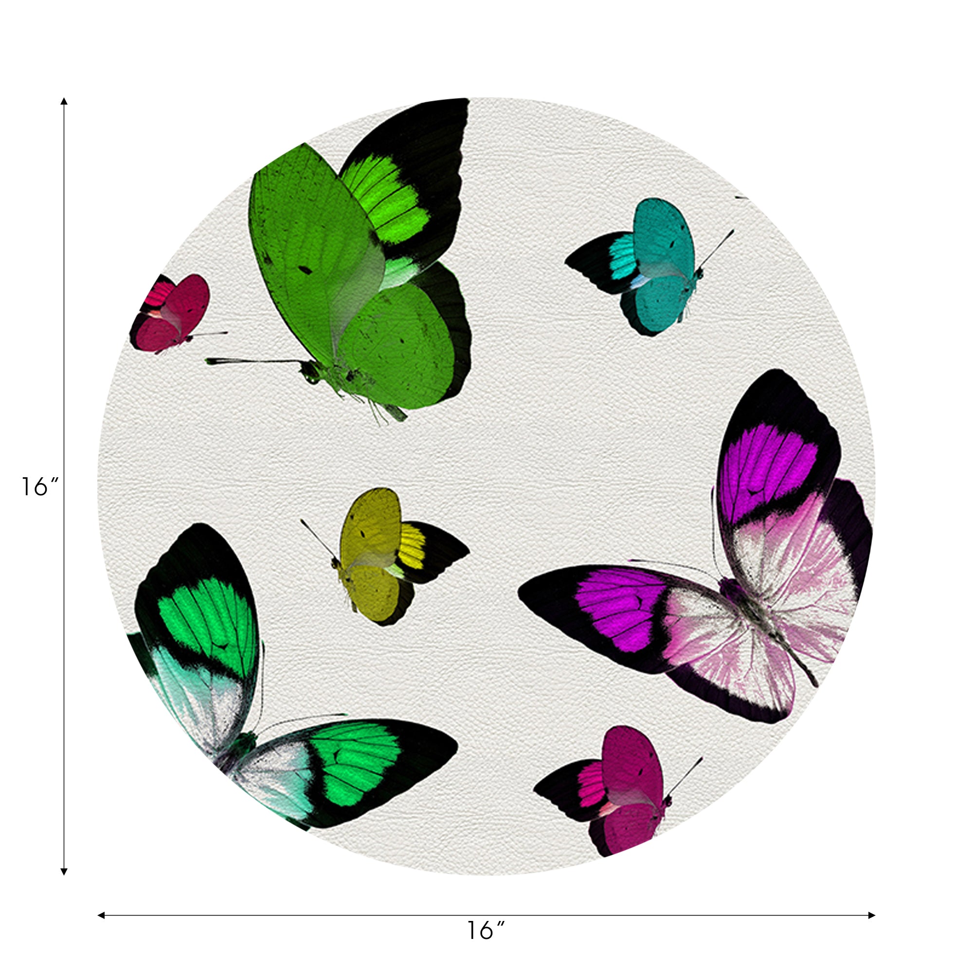 Butterflies Vegan Leather Round Pebble Placemat