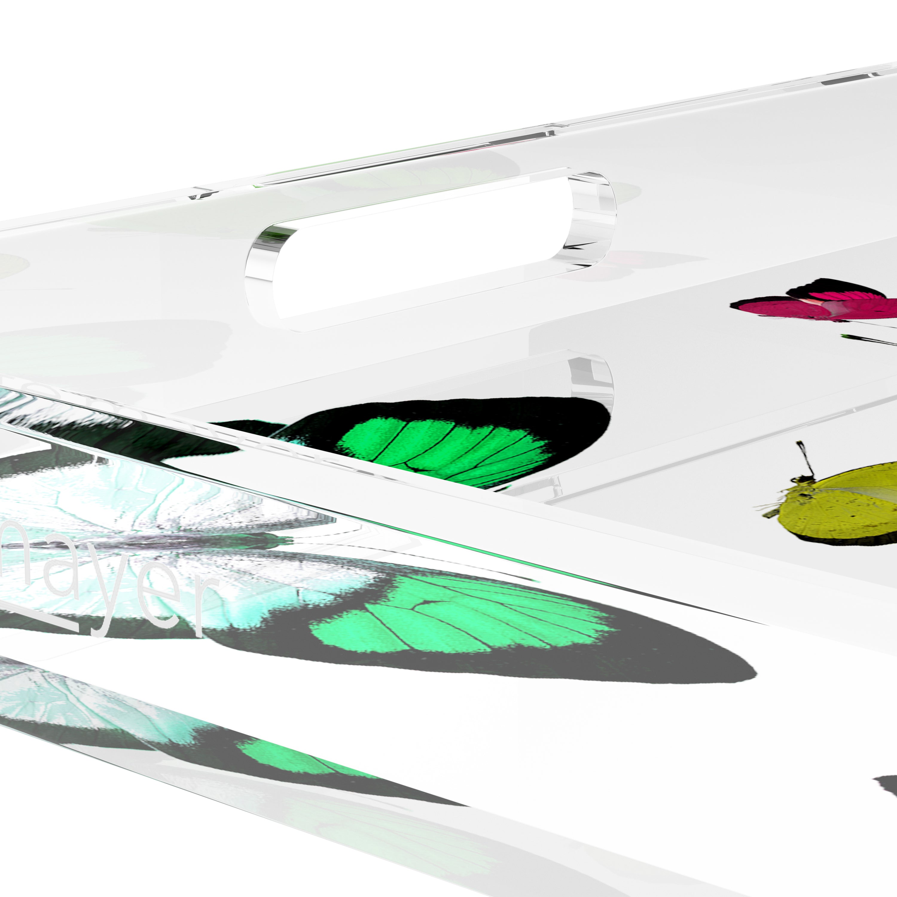 Butterflies Acid Green 18X18 Acrylic Tray - nicolettemayer.com