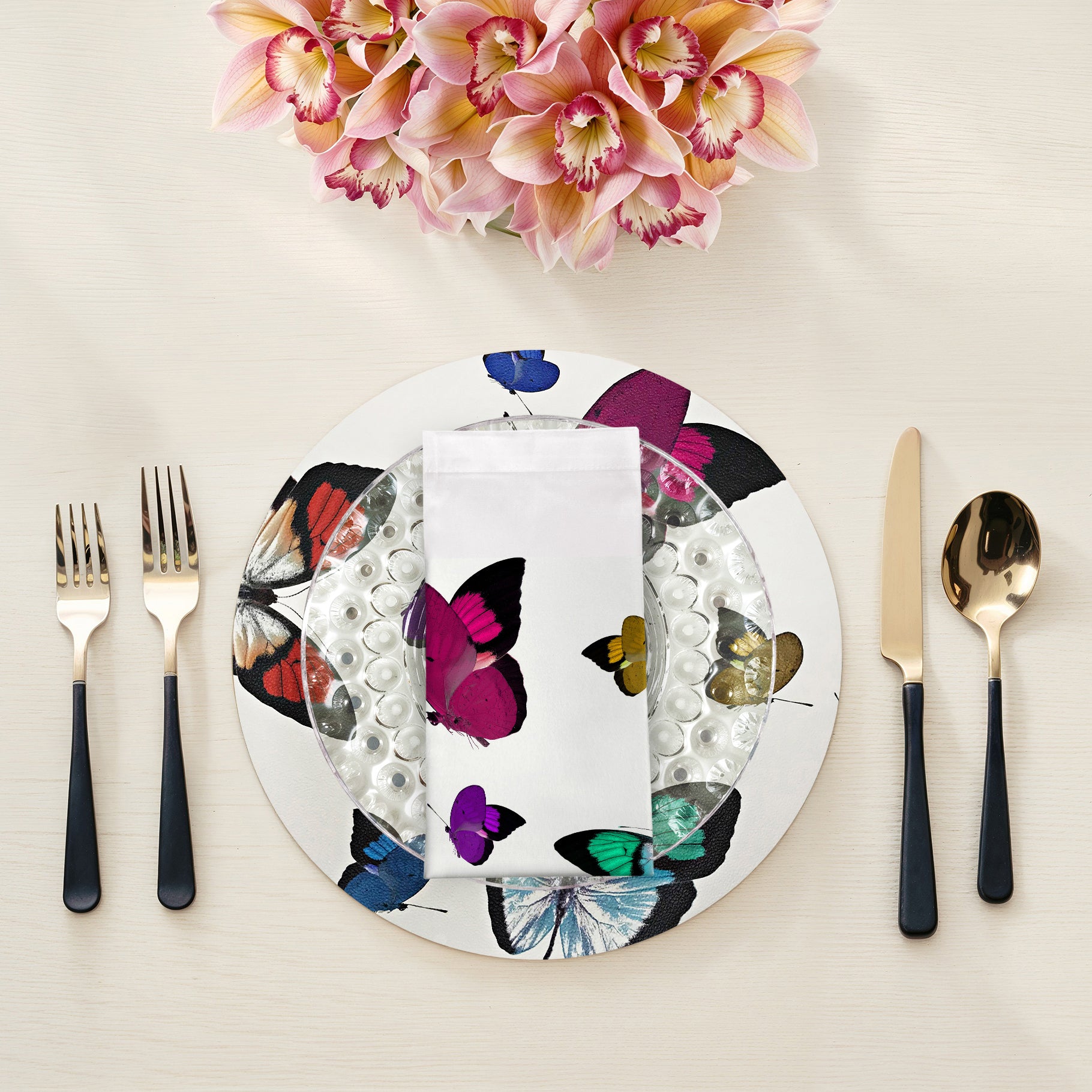 BUTTERFLIES 22"X22" HEMSTITCH DINNER NAPKIN, SET OF 4 - nicolettemayer.com