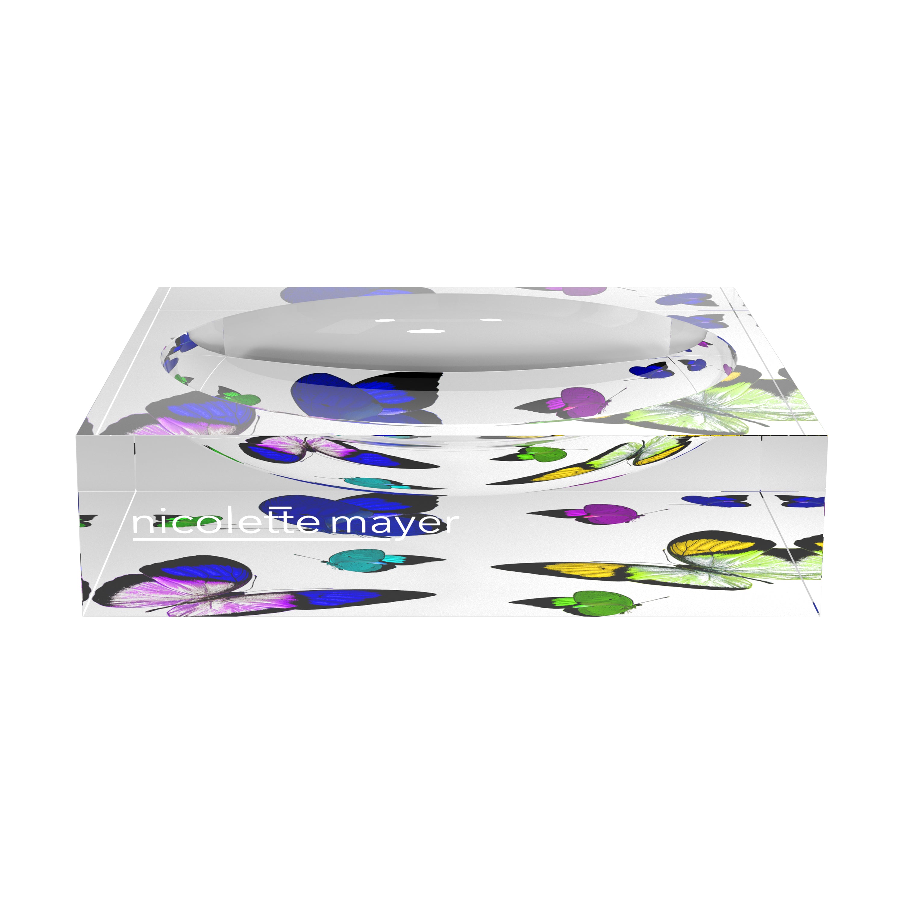 Butterflies Acid Blue Acrylic Candy Catchall Dish - nicolettemayer.com