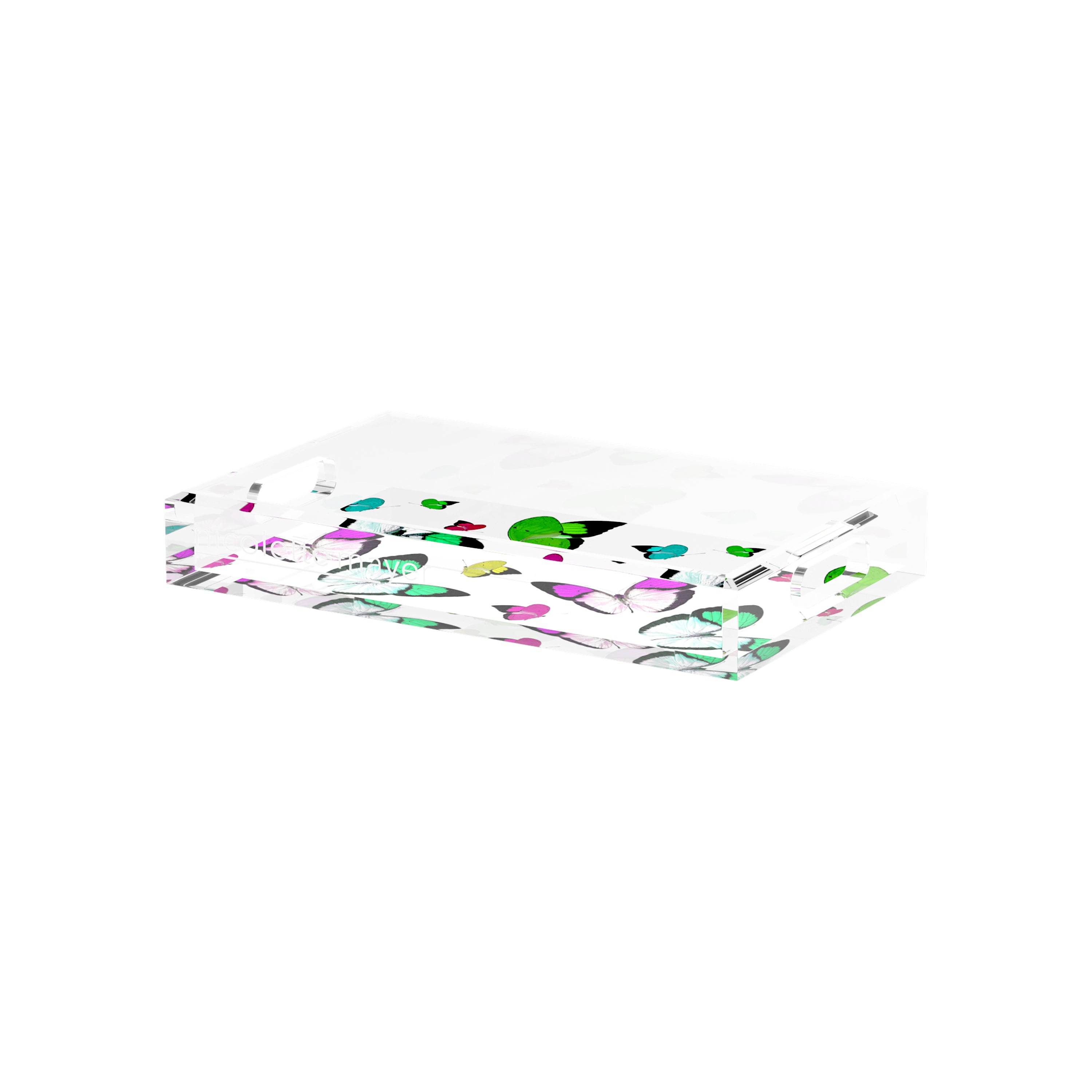 Butterflies Acid Green 12.5X7.75 Acrylic Tray - nicolettemayer.com