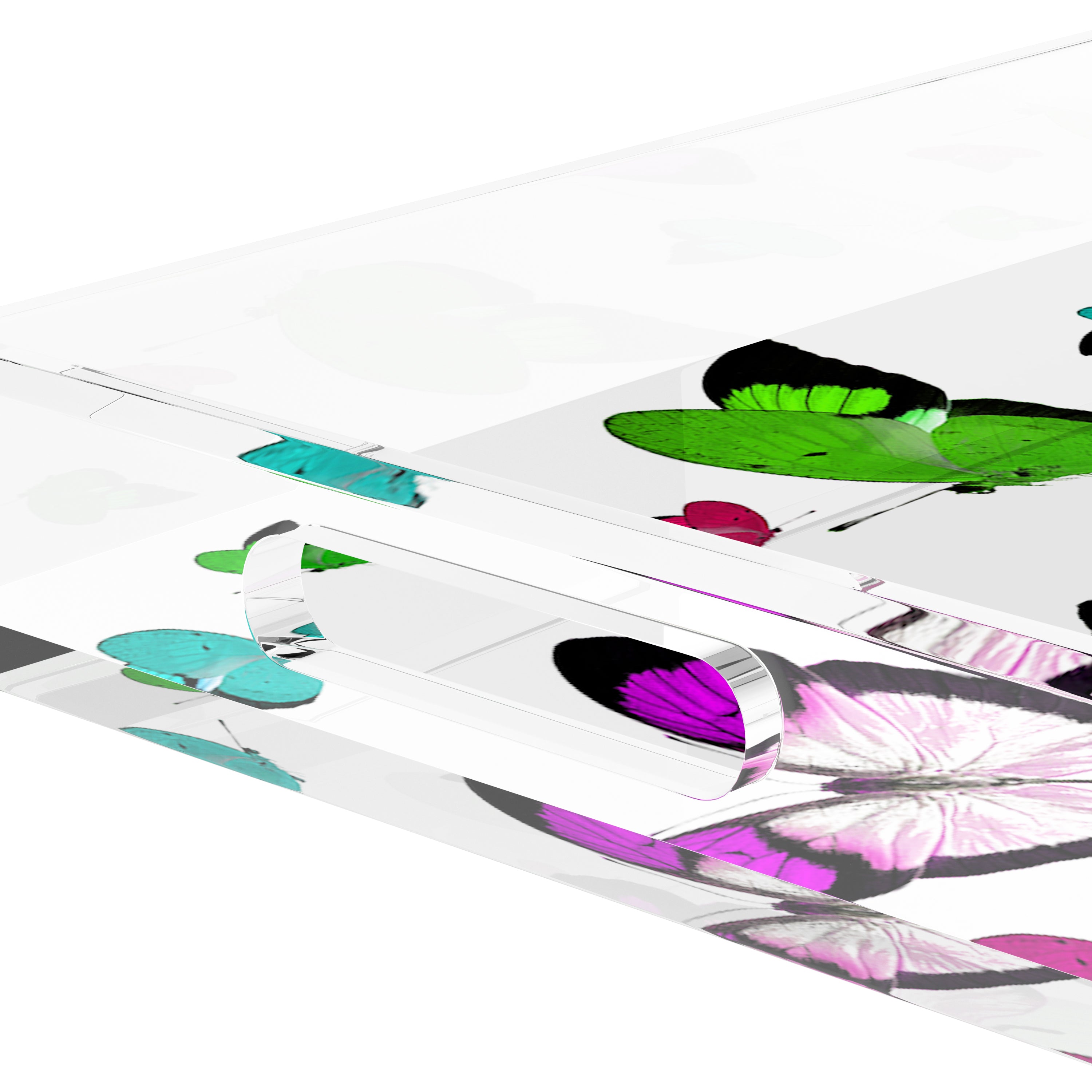 Butterflies Acid Green 22.5X14.5 Acrylic Tray - nicolettemayer.com