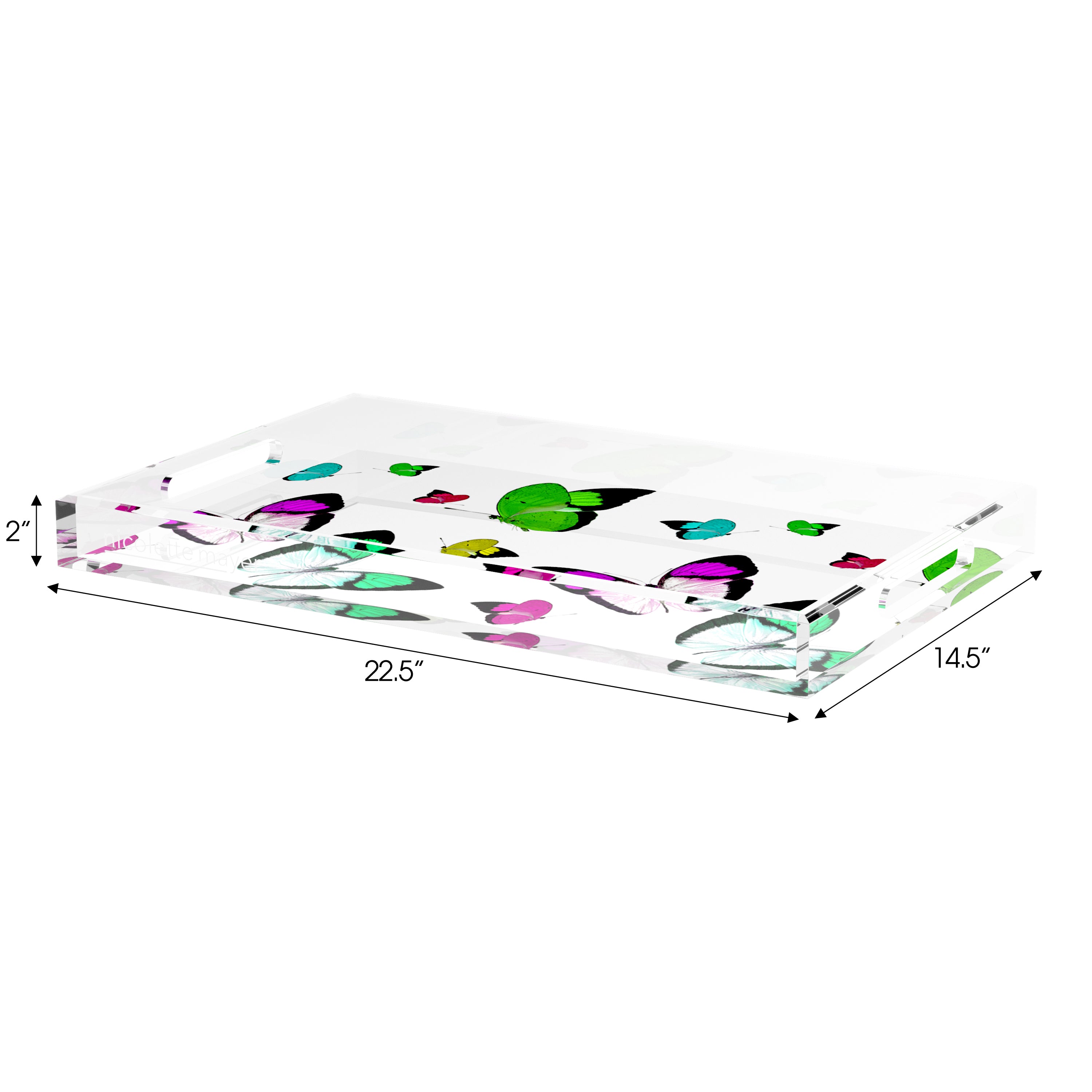 Butterflies Acid Green 22.5X14.5 Acrylic Tray - nicolettemayer.com