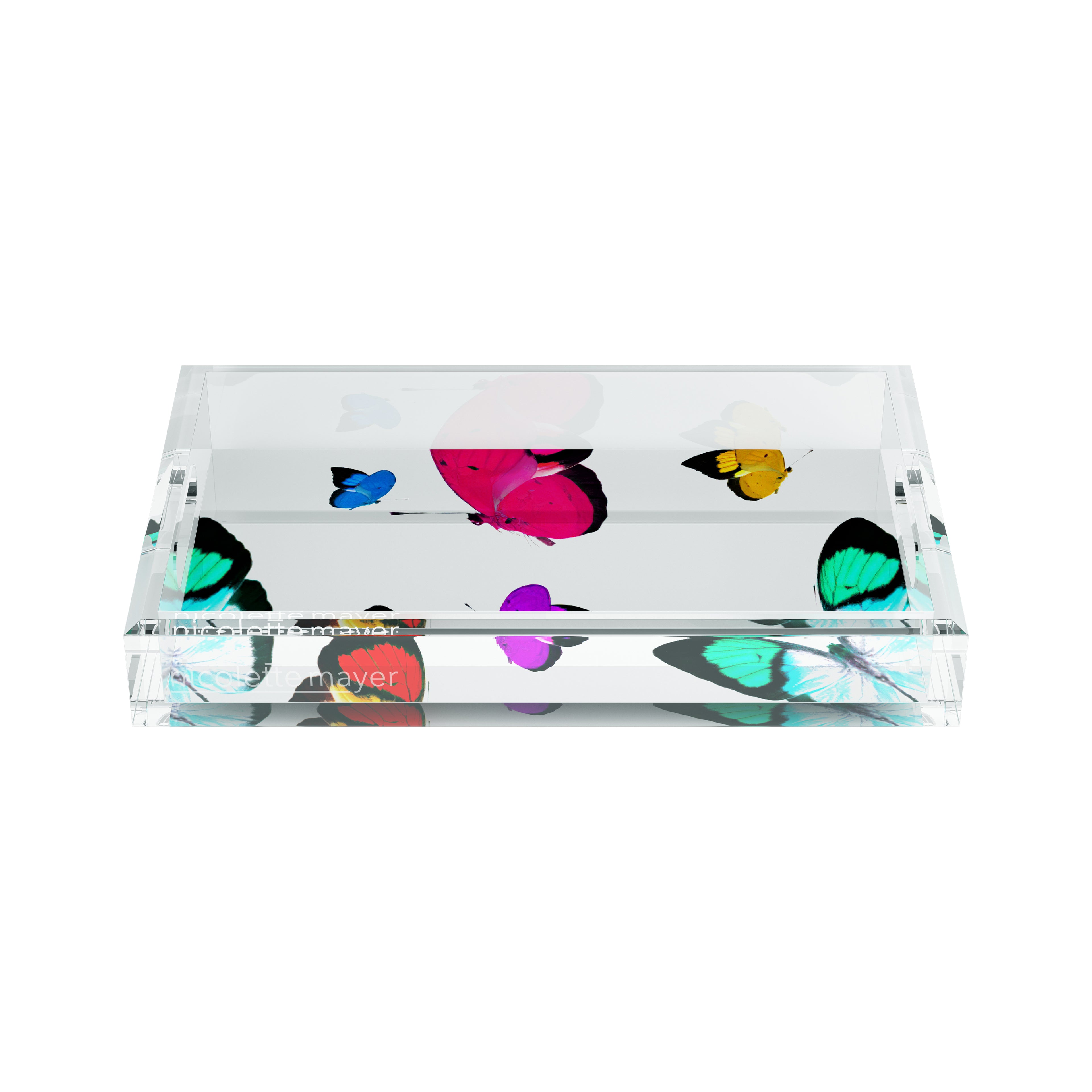 Butterflies Original Acrylic Rectangle Decorative Tray