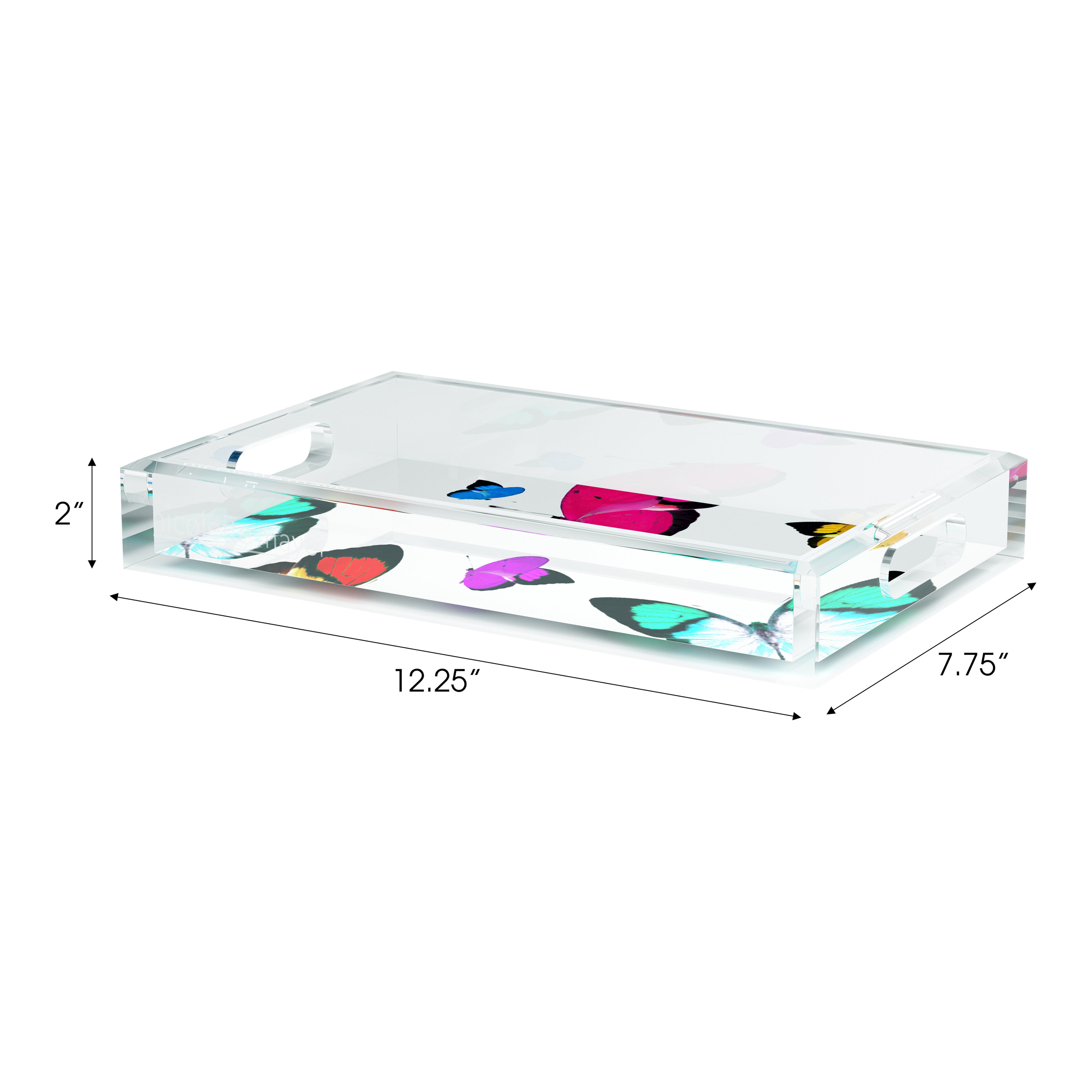 Butterflies Original Acrylic Rectangle Decorative Tray