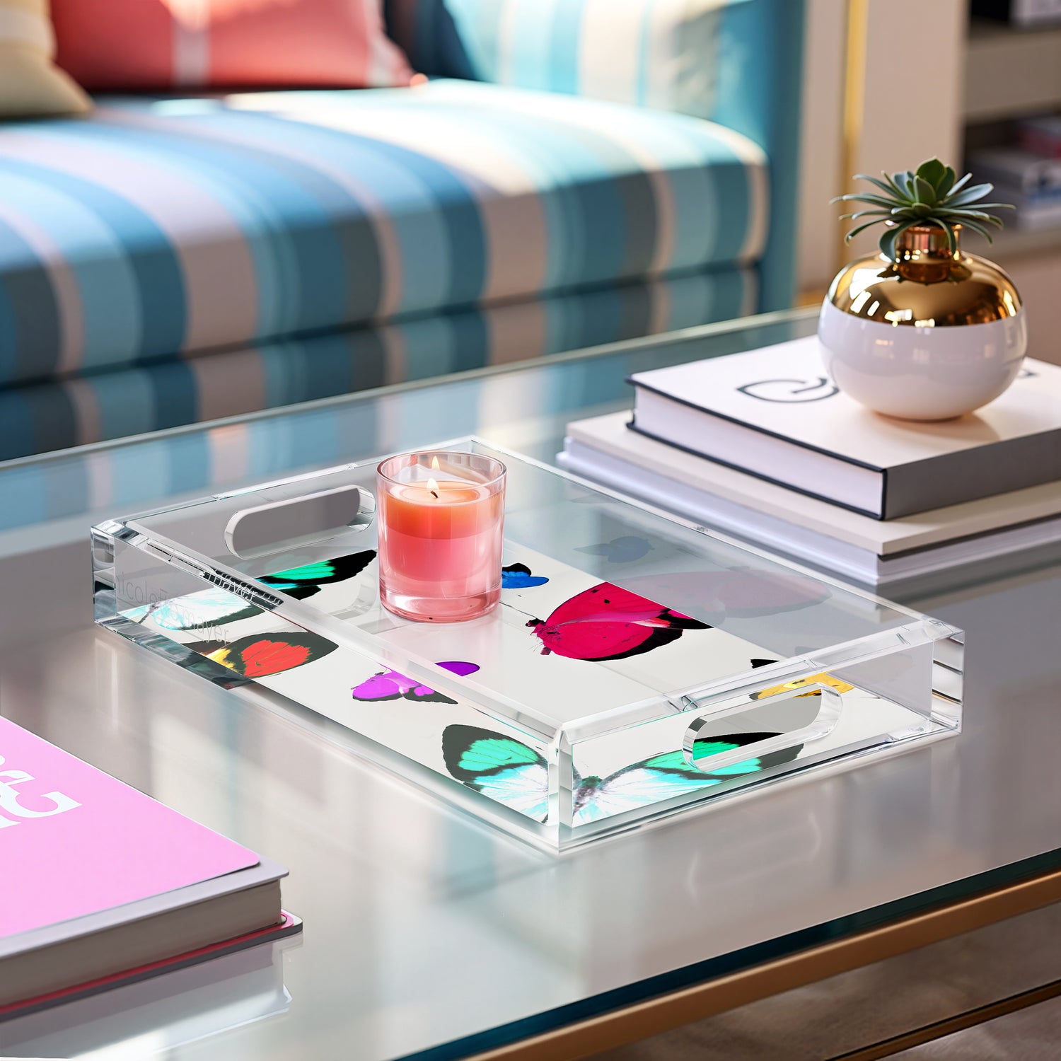 Butterflies Acrylic Rectangle Tray