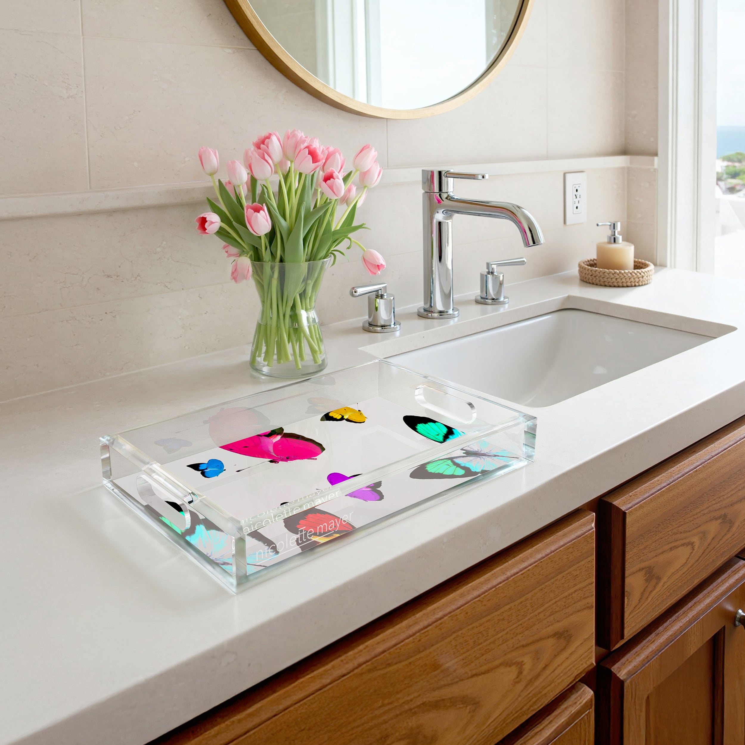 Butterflies Original Acrylic Rectangle Decorative Tray