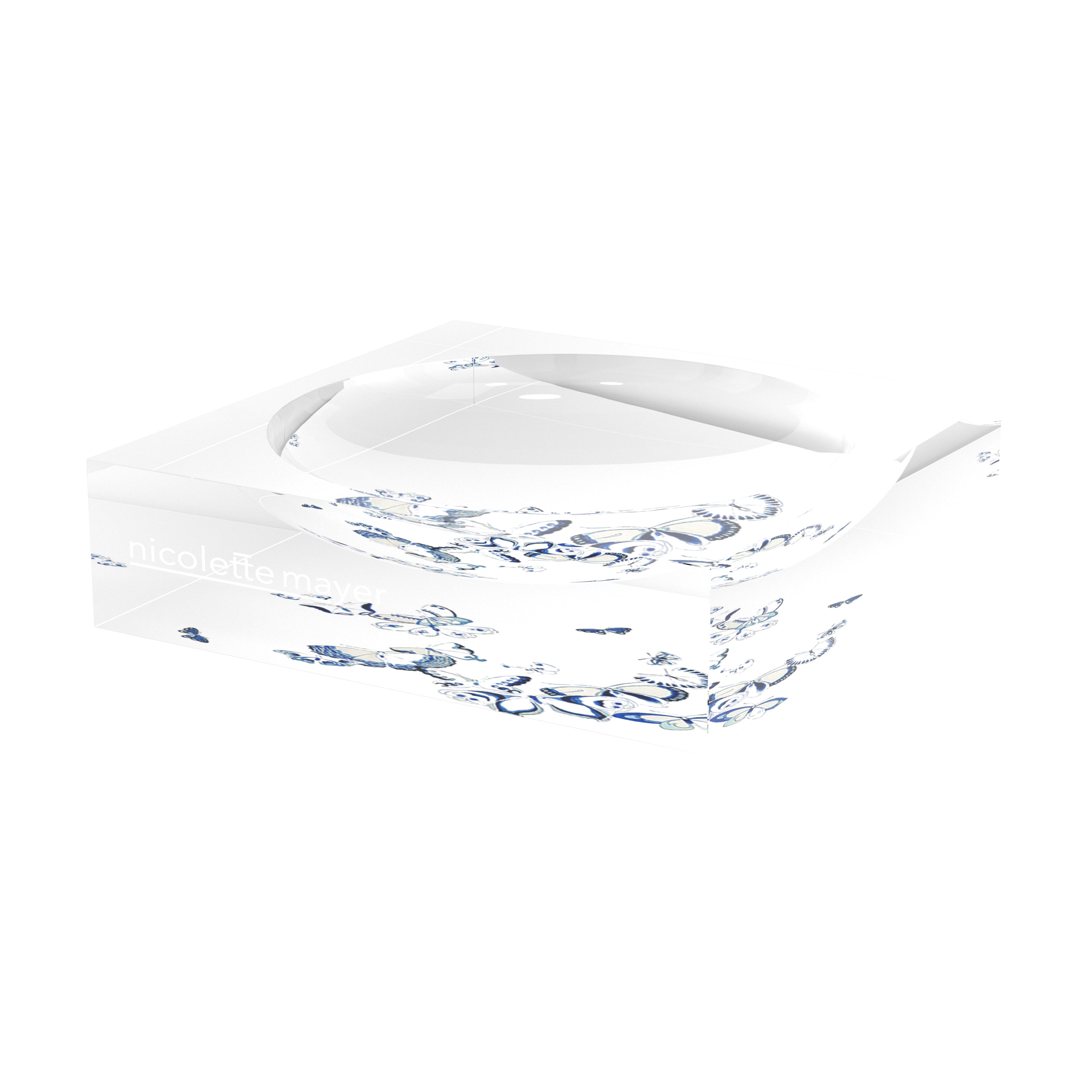 Butterfly Chinois Blue Acrylic Candy Catchall Dish