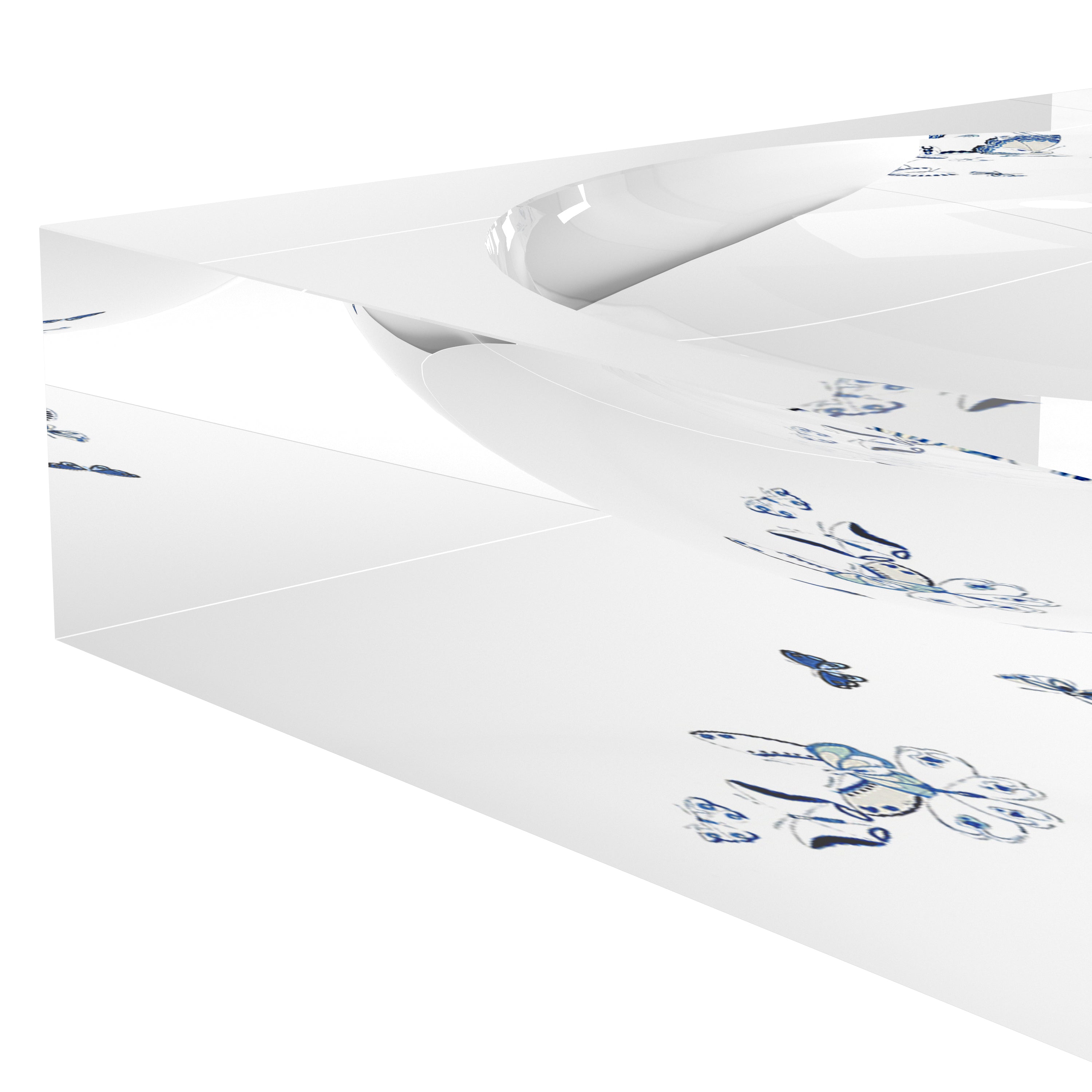 Butterfly Chinois Blue Acrylic Candy Catchall Dish