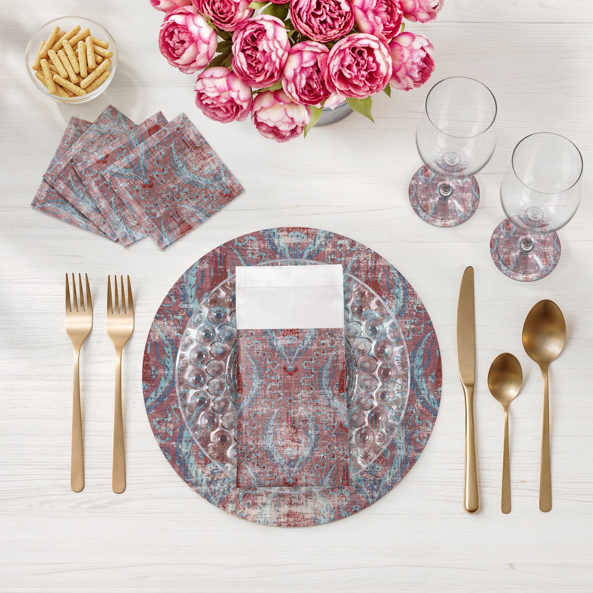 Byzantine Jewel Red 16" Round Pebble Placemat, Set Of 4 - nicolettemayer.com