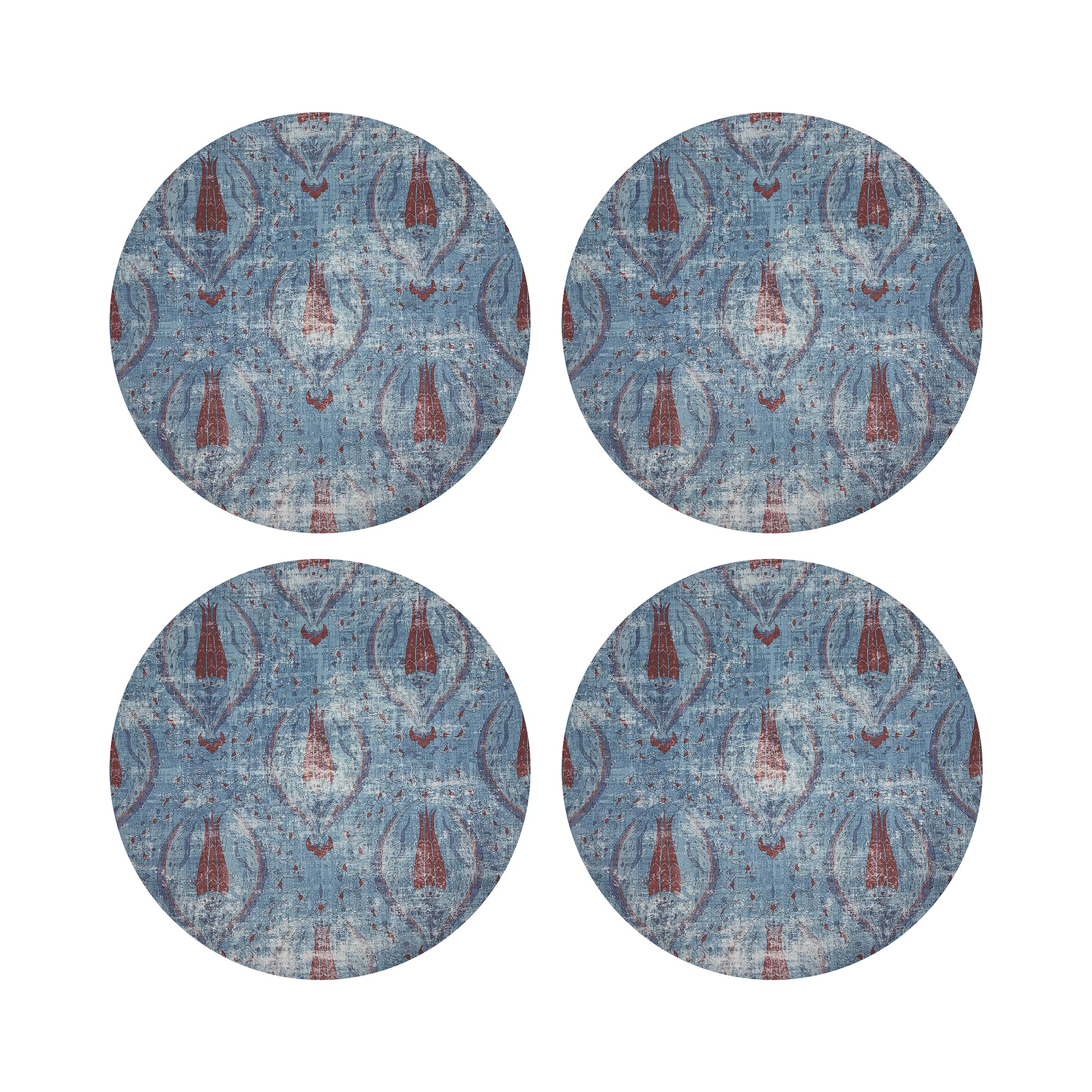 Byzantine Jewel Blue 16" Round Pebble Placemats, Set of 4 - nicolettemayer.com