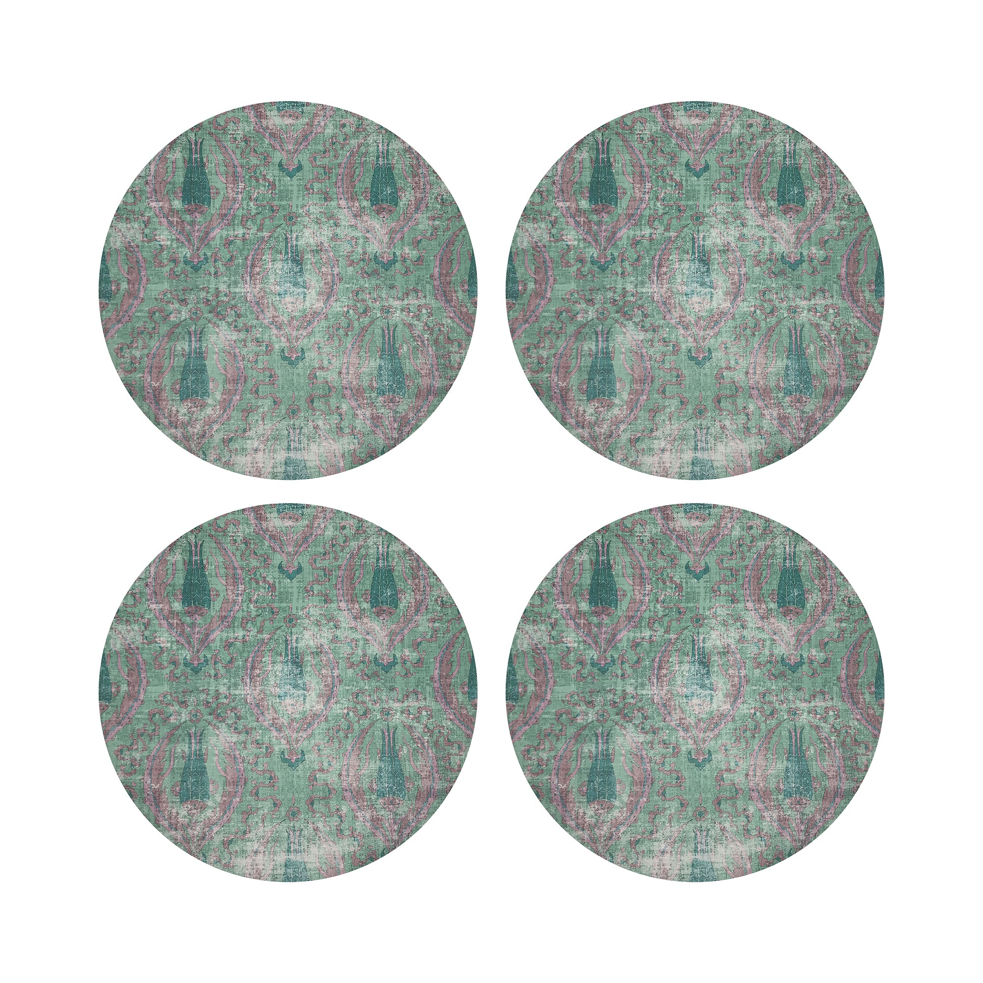 Byzantine Jewel Green 16" Round Pebble Placemats, Set of 4 - nicolettemayer.com