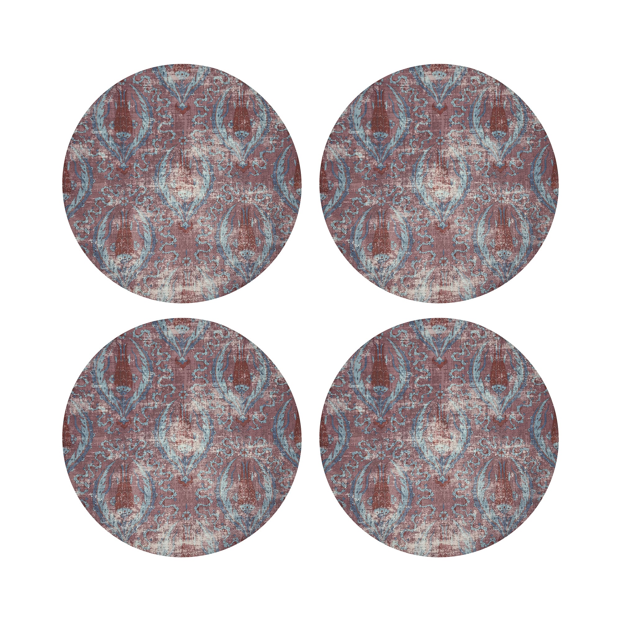 Byzantine Jewel Red 16" Round Pebble Placemats, Set of 4 - nicolettemayer.com