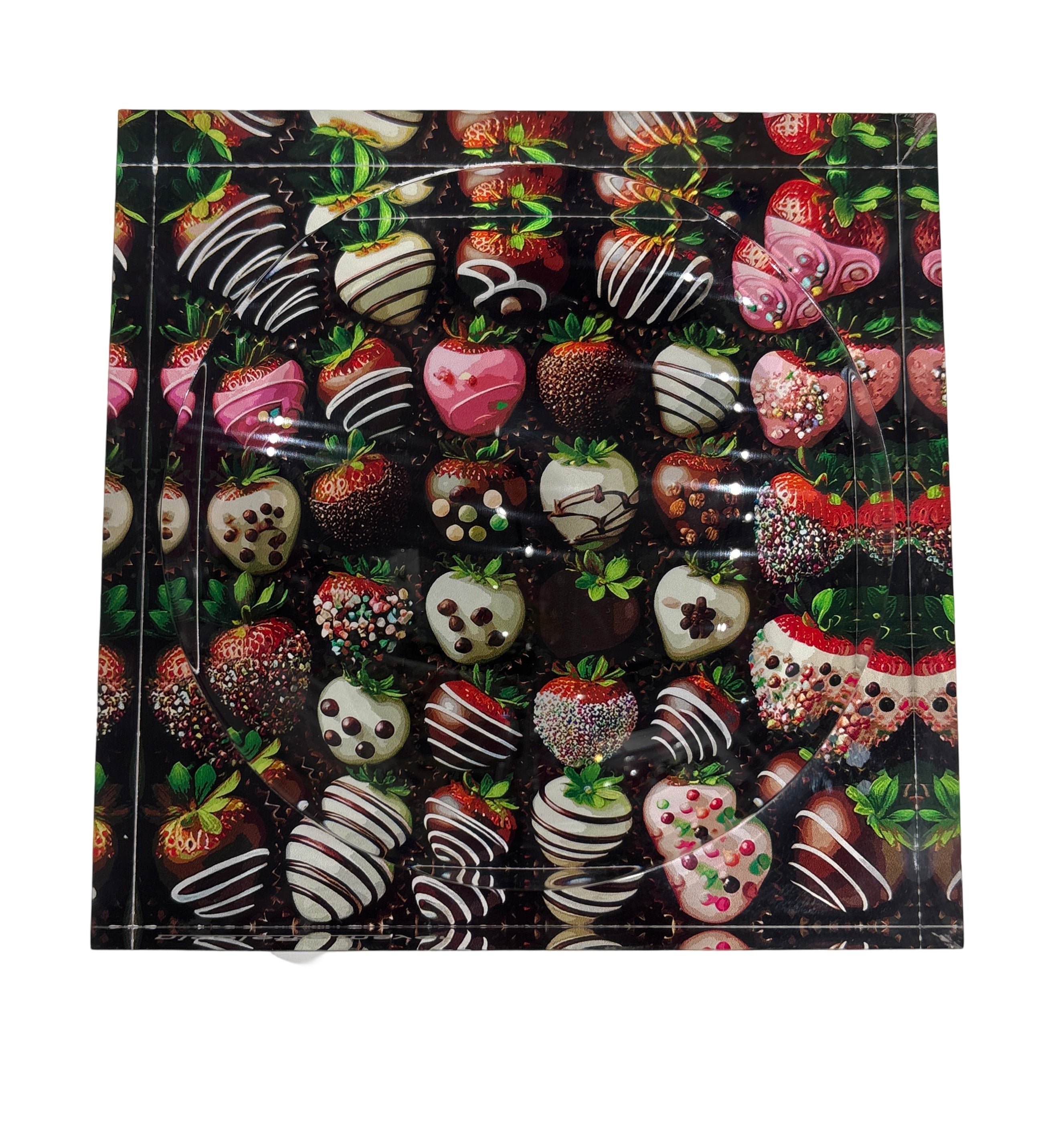 Chocolate Covered Strawberries Acrylic Candy Catchall Dish