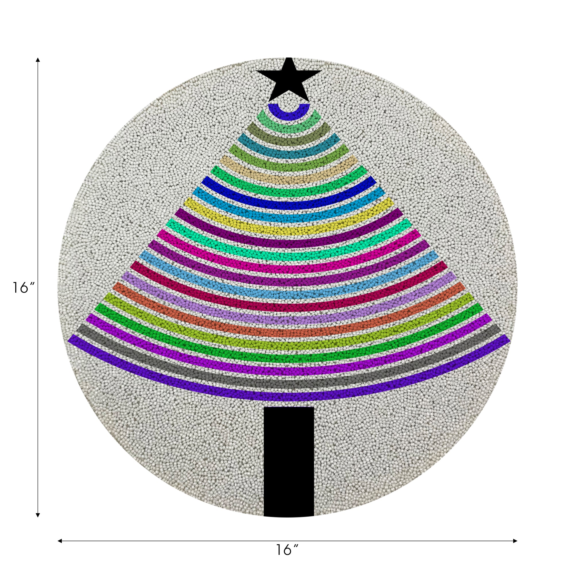 Christmas Tree Brights Round Beaded Placemat Smooth