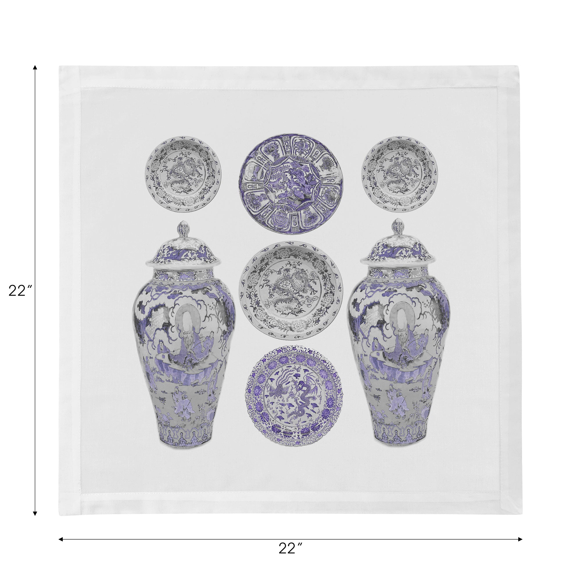 Chinois Ceramic Lavender Cotton Sateen Dinner Napkins - nicolettemayer.com