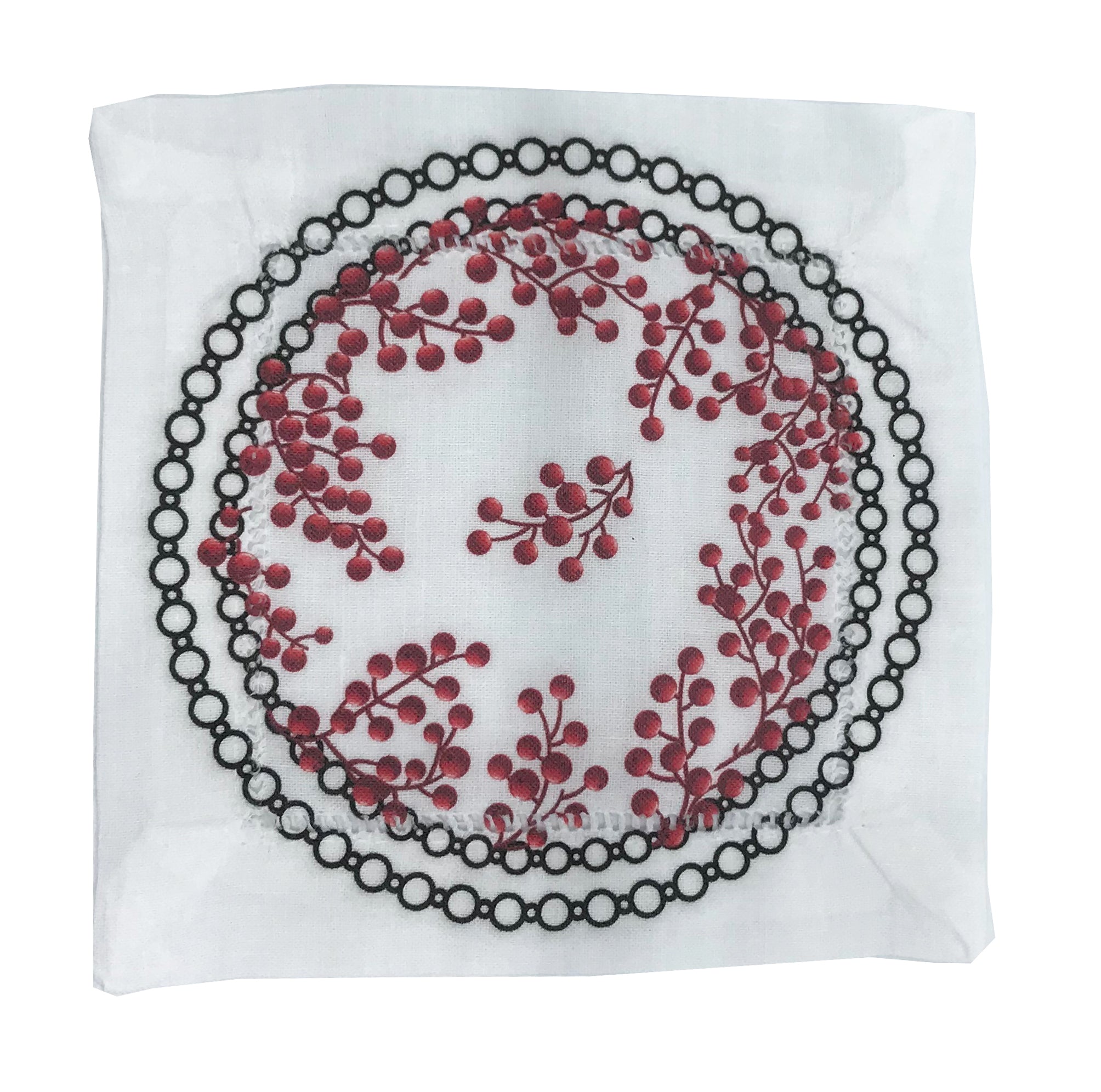 Xmas Ornament Black 6X6 Hemstich Cocktail