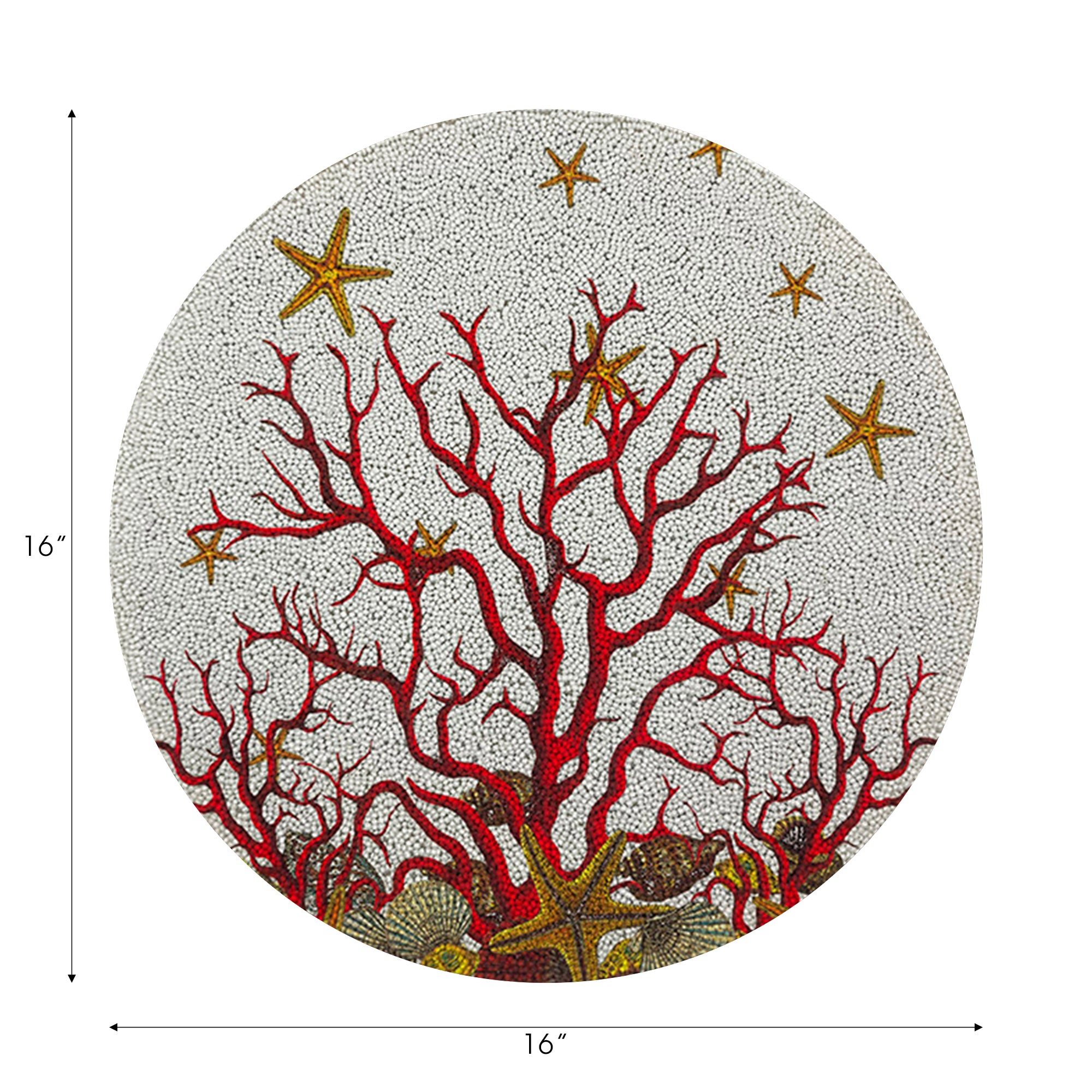 Set de table rond lisse à 16 perles corail blanc rouge - Lot de 4