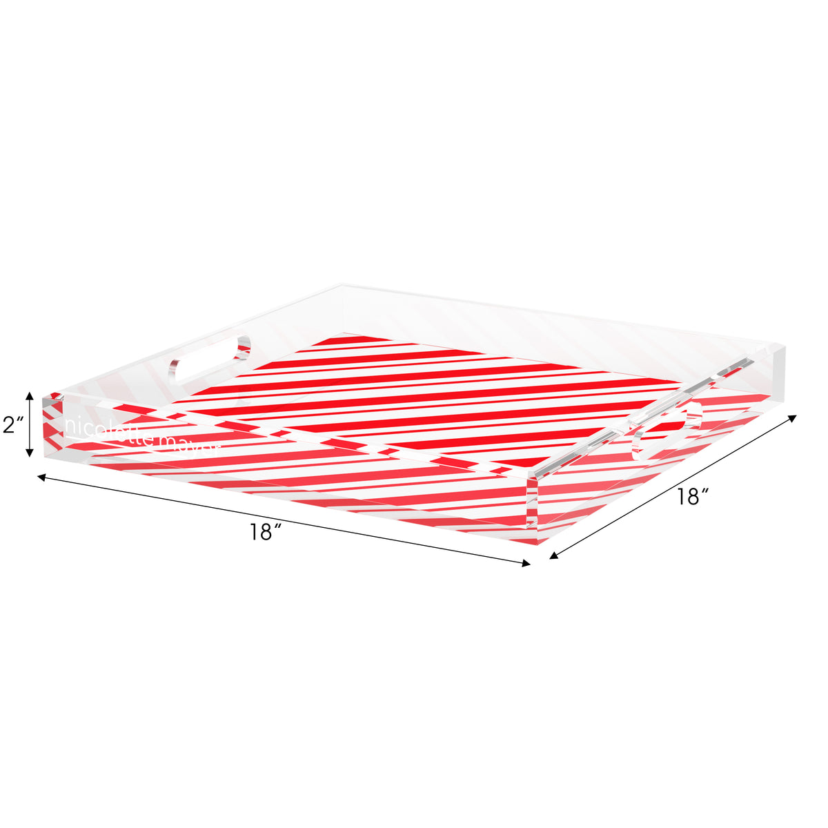 Candy Cane Stripe Classic Acrylic Decorative Tray, 18 x 18 in. by Nicolette Mayer