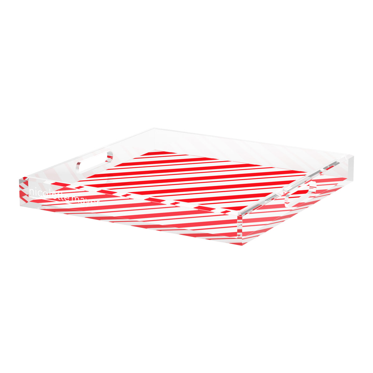 Candy Cane Stripe Classic Acrylic Decorative Tray, 18 x 18 in. by Nicolette Mayer
