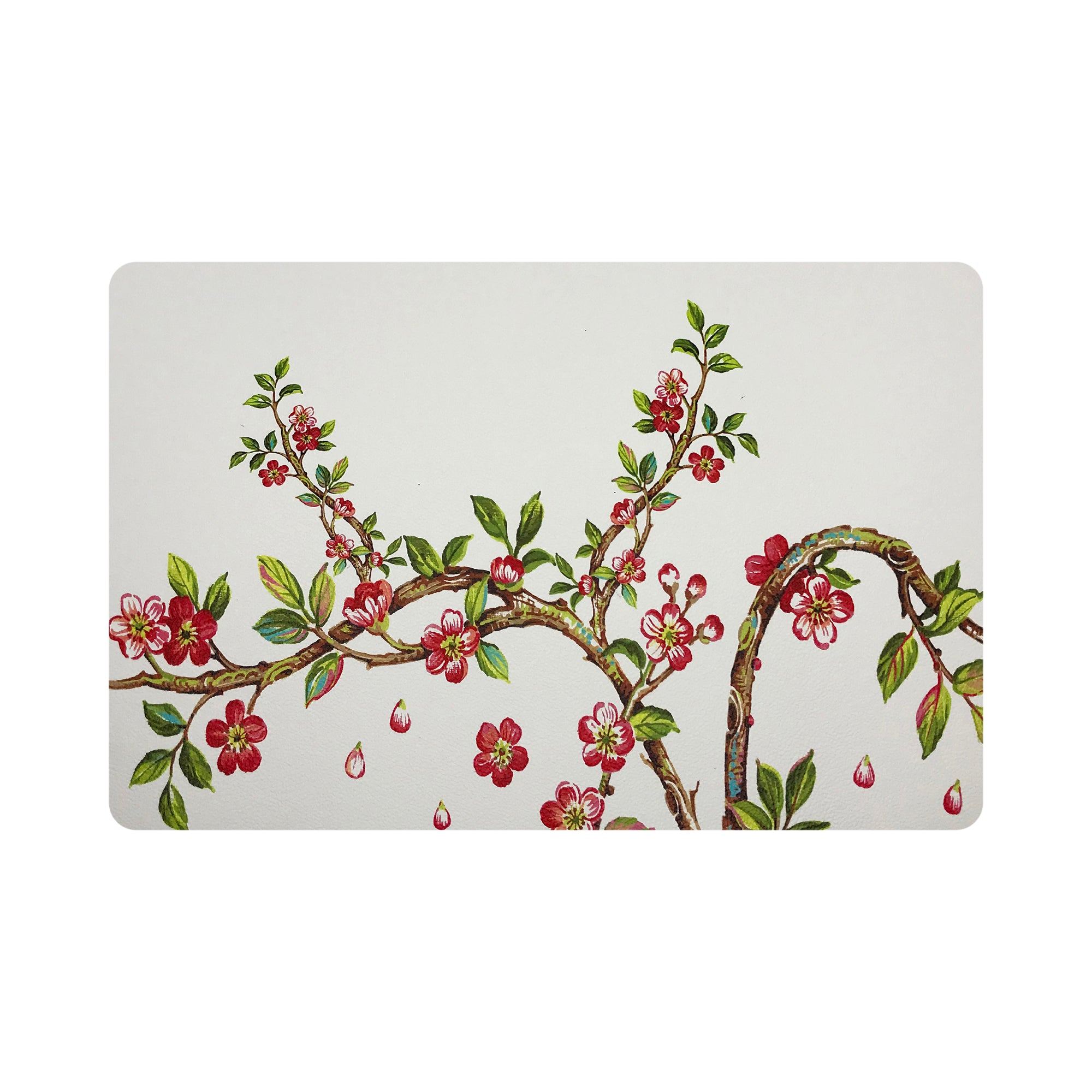 Cherry Blossom Red 17.5" Rectangle Pebble Placemat, Set Of 4 - nicolettemayer.com