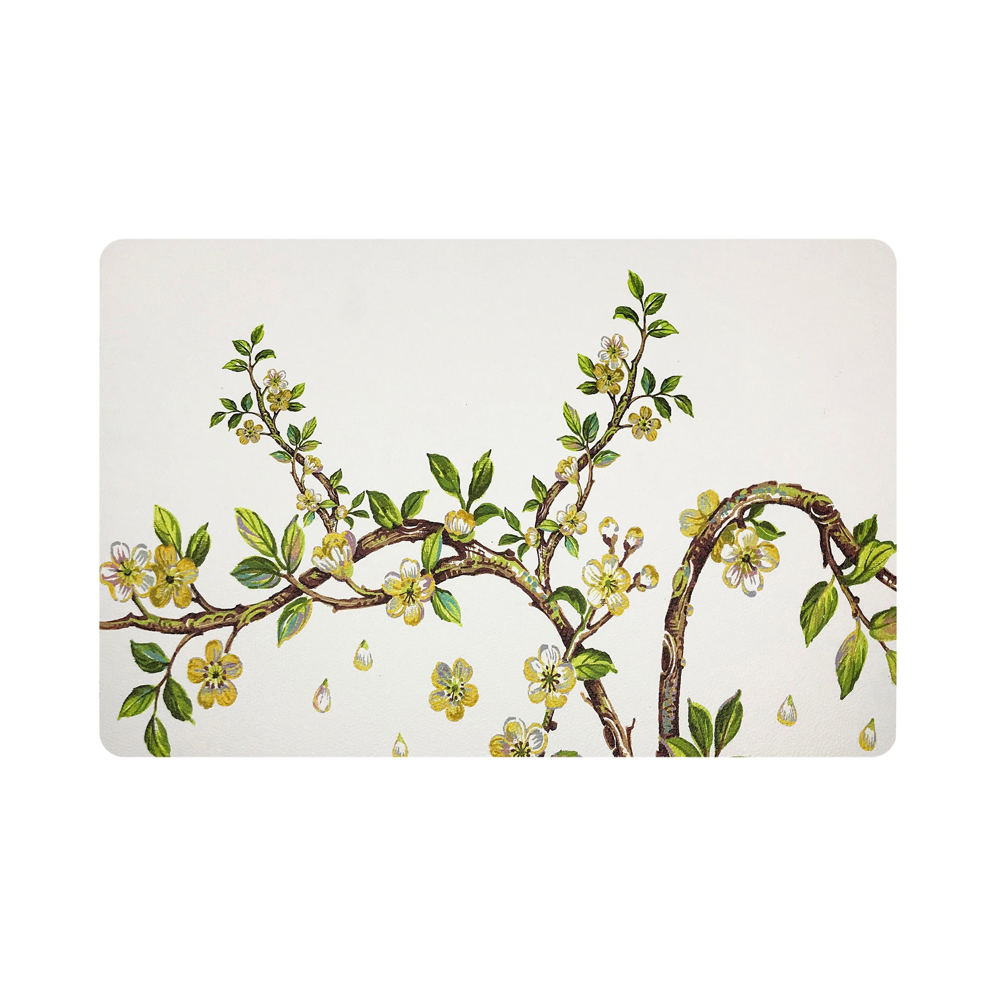 Cherry Blossom Yellow 17.5" Rectangle Pebble Placemat, Set Of 4 - nicolettemayer.com