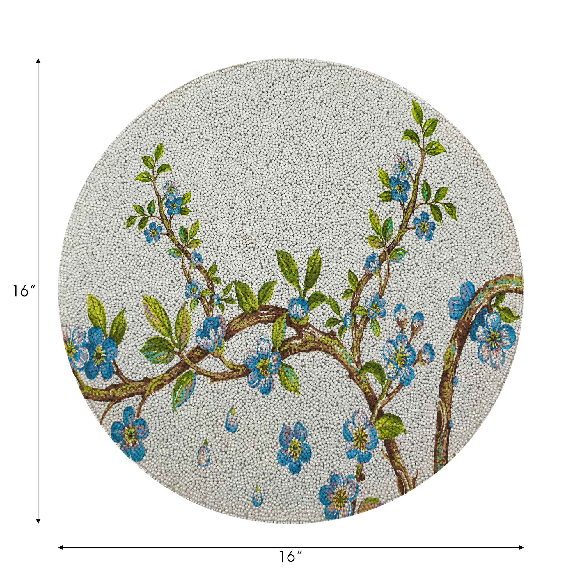 Perles rondes lisses bleu fleur de cerisier, lot de 4, 16