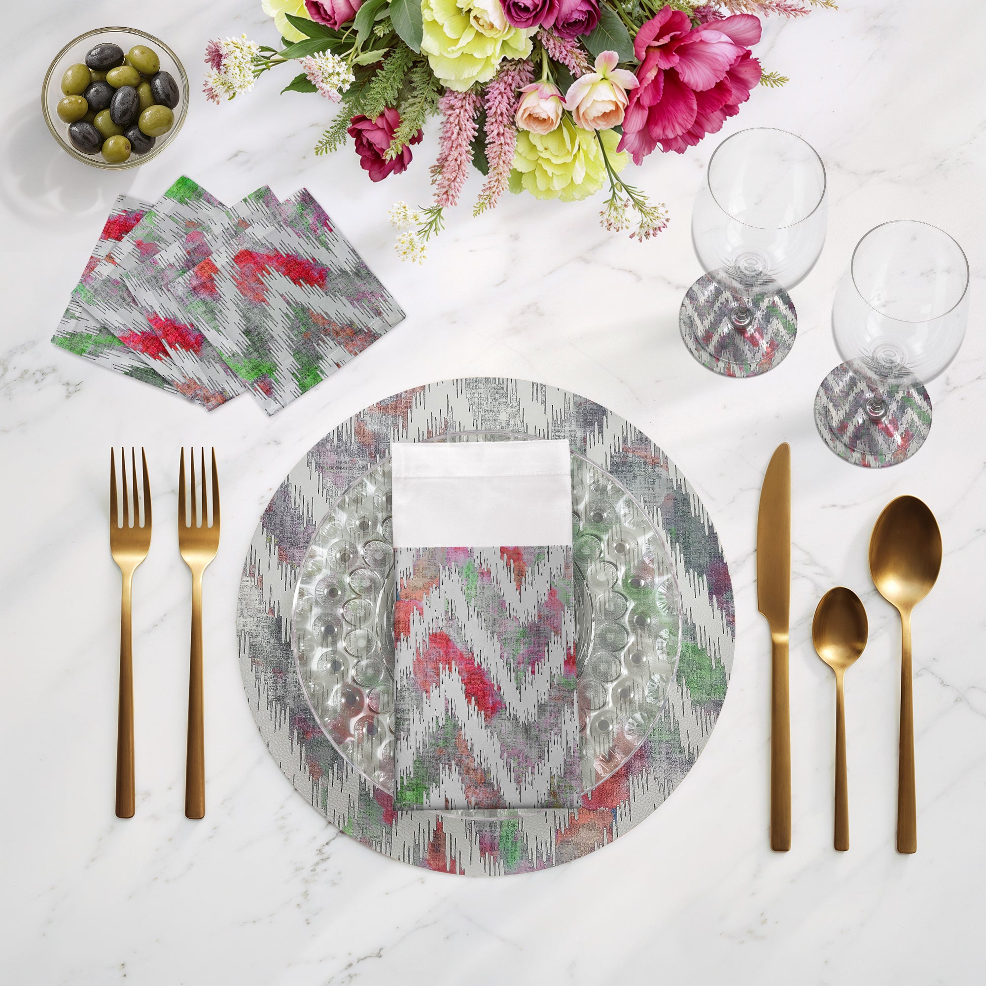 Chevron Vegan Leather Round Pebble Placemat - nicolettemayer.com