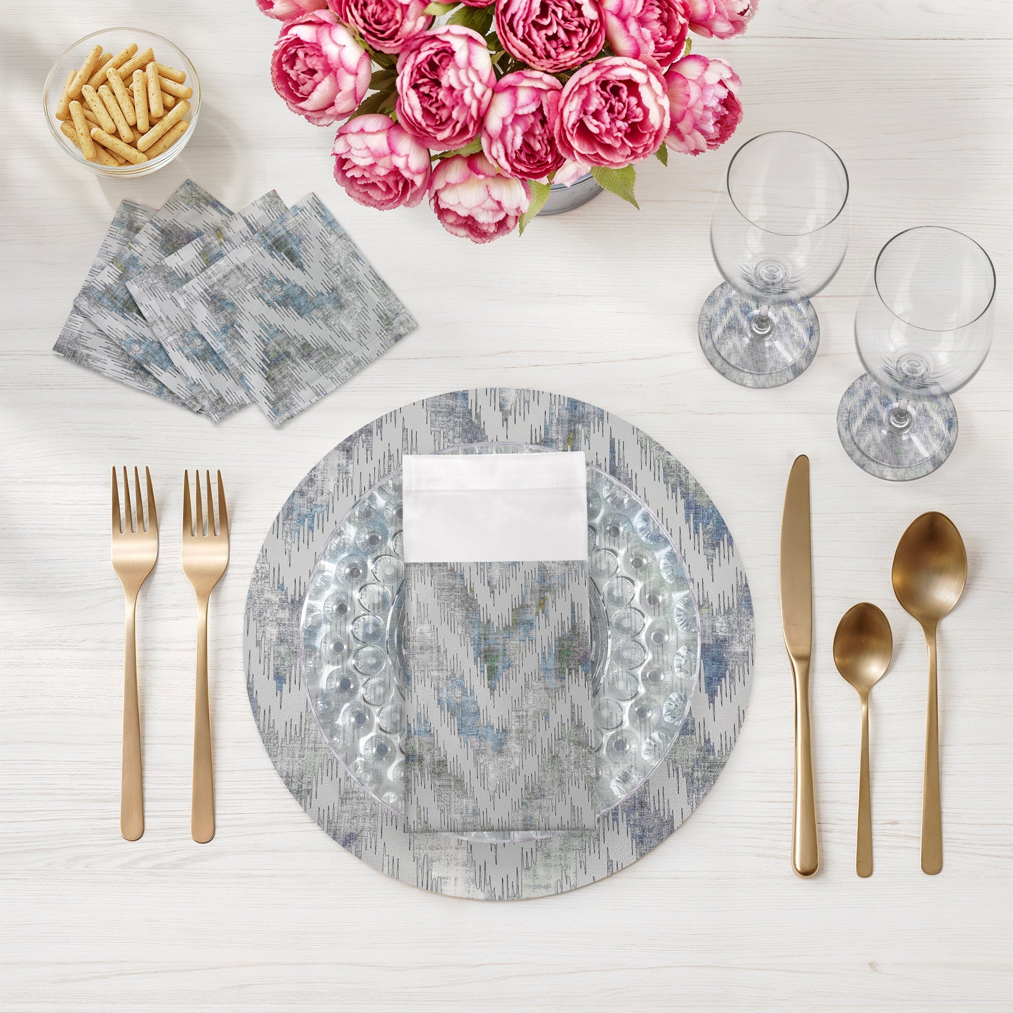 Chevron Vegan Leather Round Pebble Placemat - nicolettemayer.com