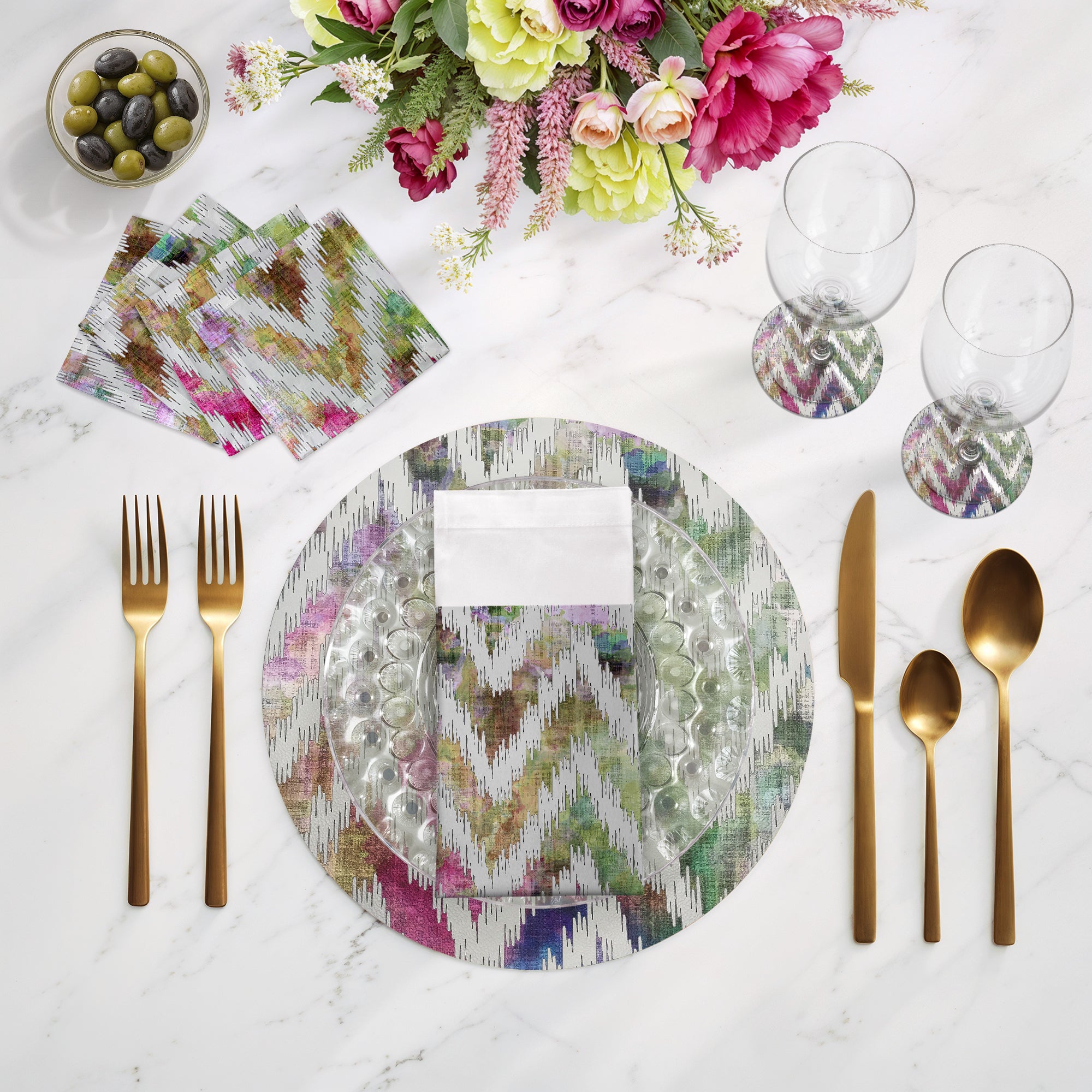 Chevron Vegan Leather Round Pebble Placemat - nicolettemayer.com