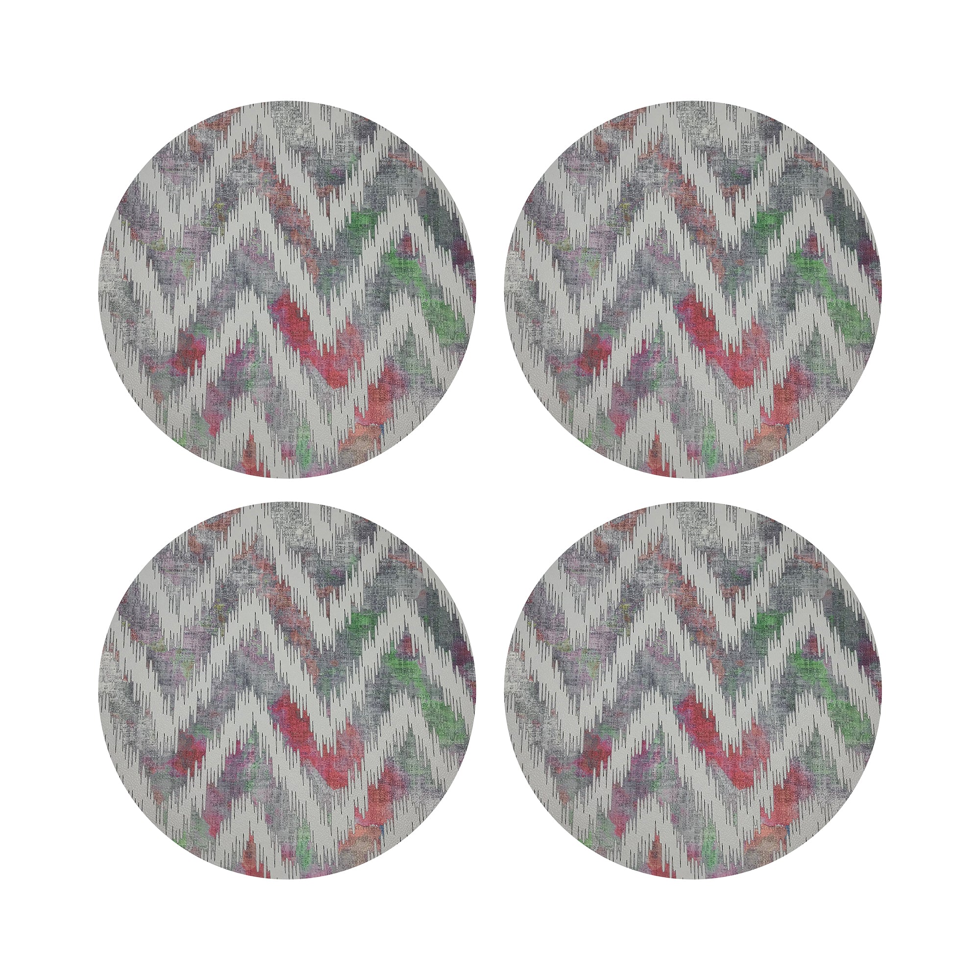 Chevron Holiday 16" Round Pebble Placemats, Set of 4 - nicolettemayer.com