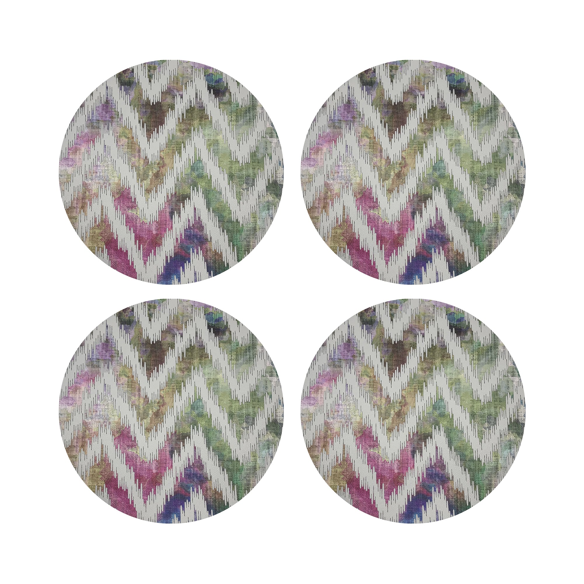 Chevron Richesse 16" Round Pebble Placemats, Set of 4 - nicolettemayer.com