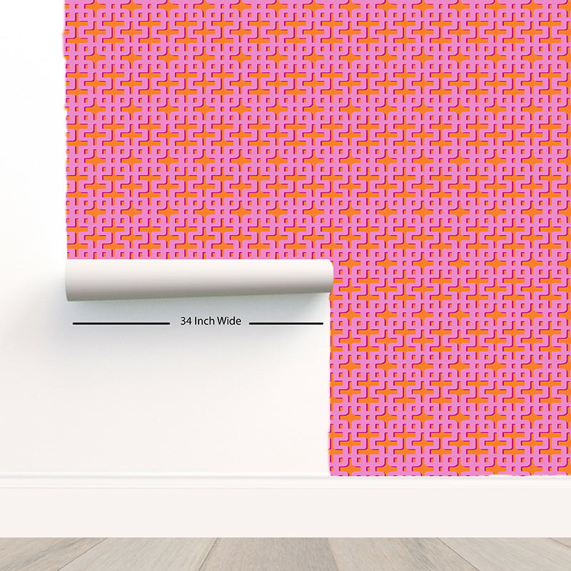 Chiang Mai Pink Orange Peel and Stick Wallpaper - nicolettemayer.com
